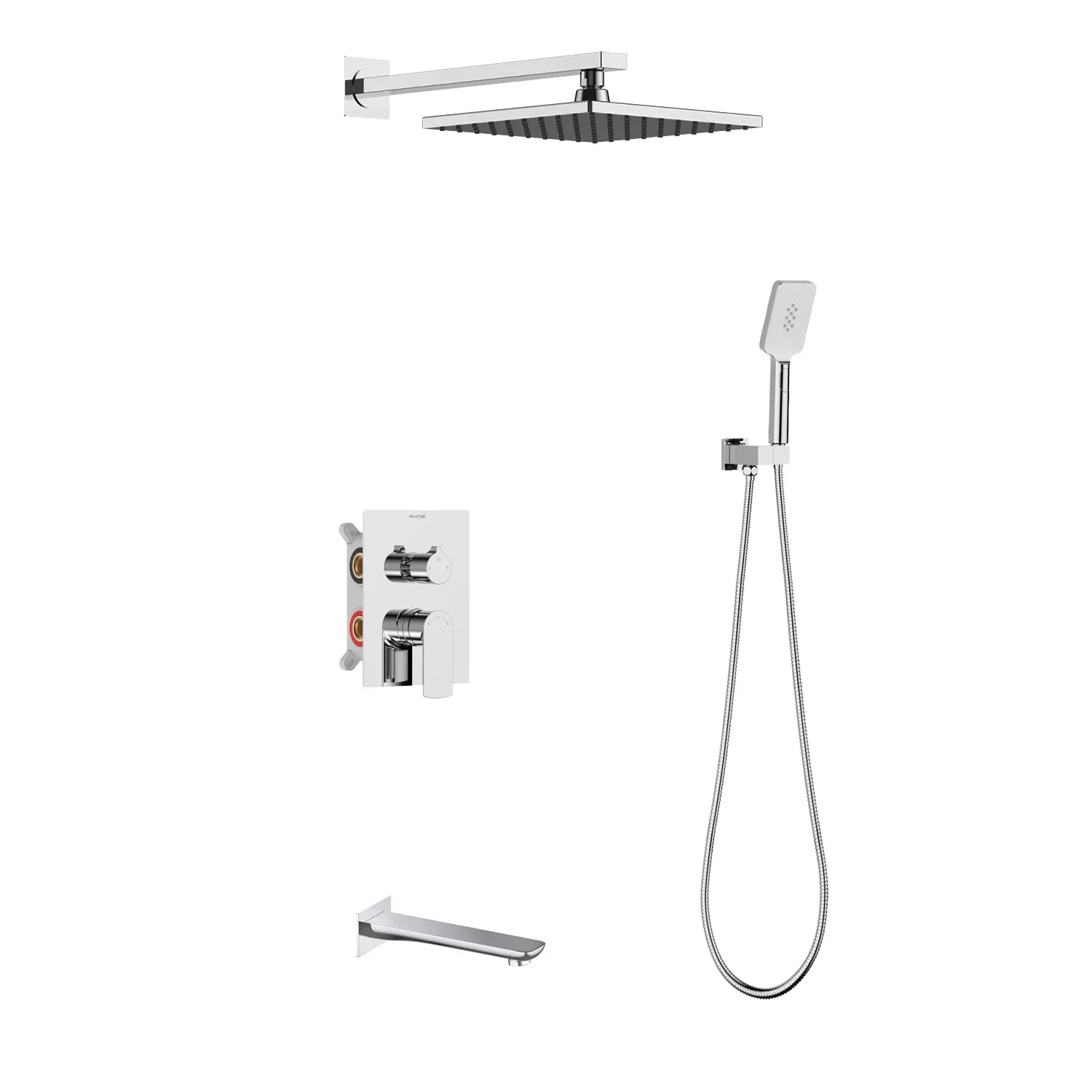 Solid Brass 3-Way Wall Concealed Shower System with Rough-in Box-AB503003 Chrome