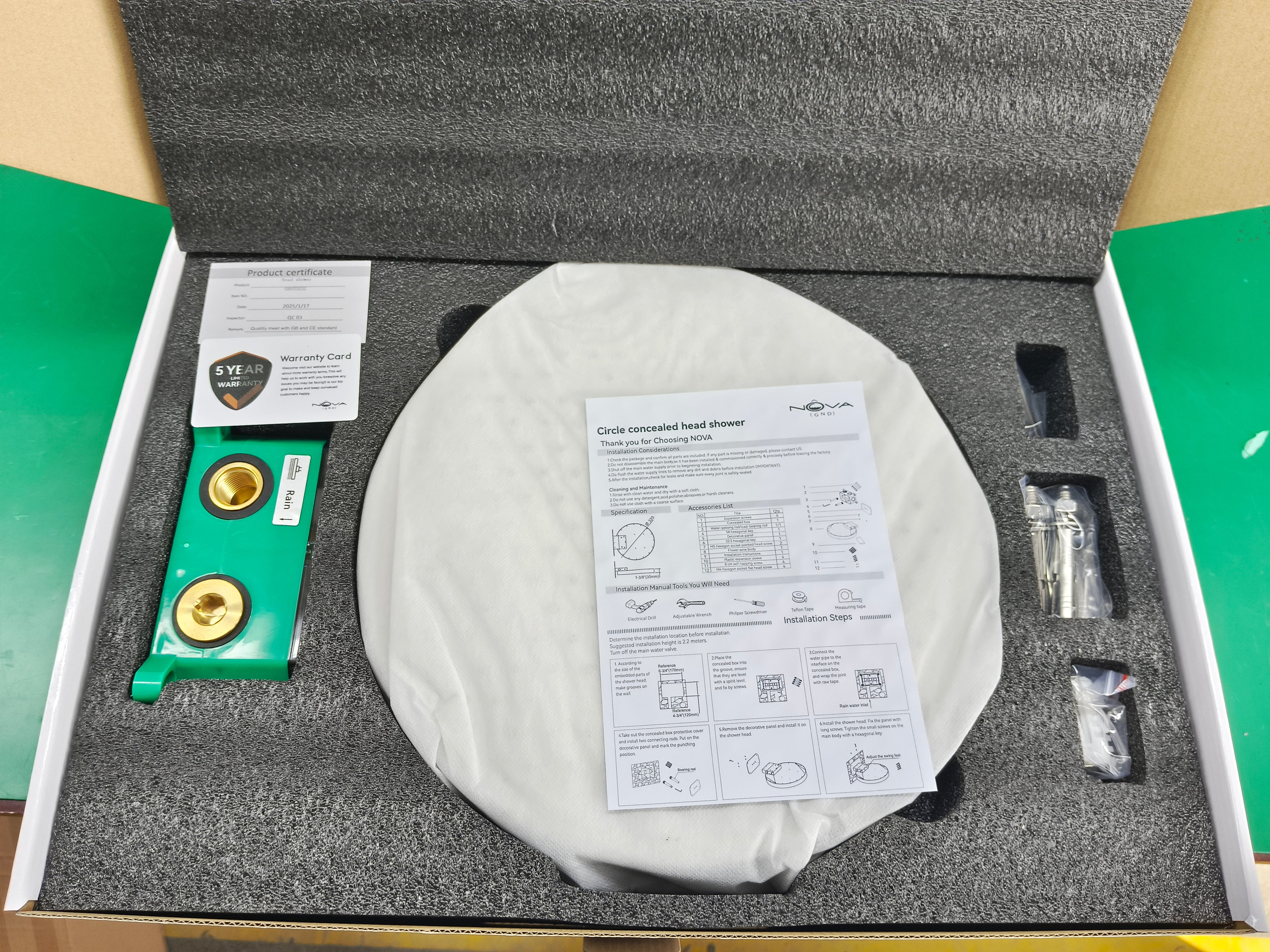 MAXTOR 2-Function Round Wall-Mounted Rain & Waterfall Shower Head-SHI0832