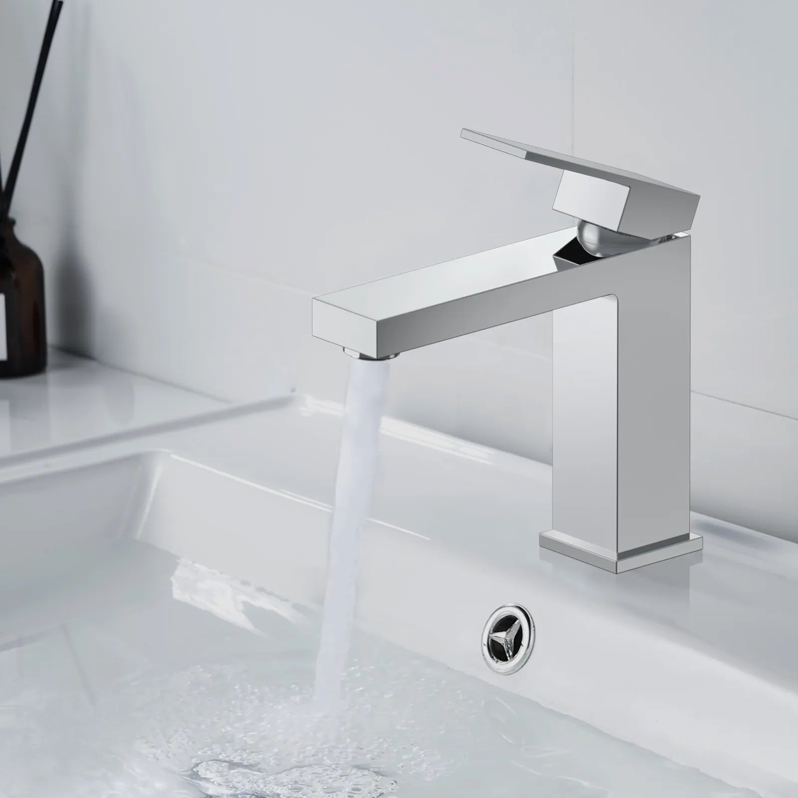 chrome finish basin faucet