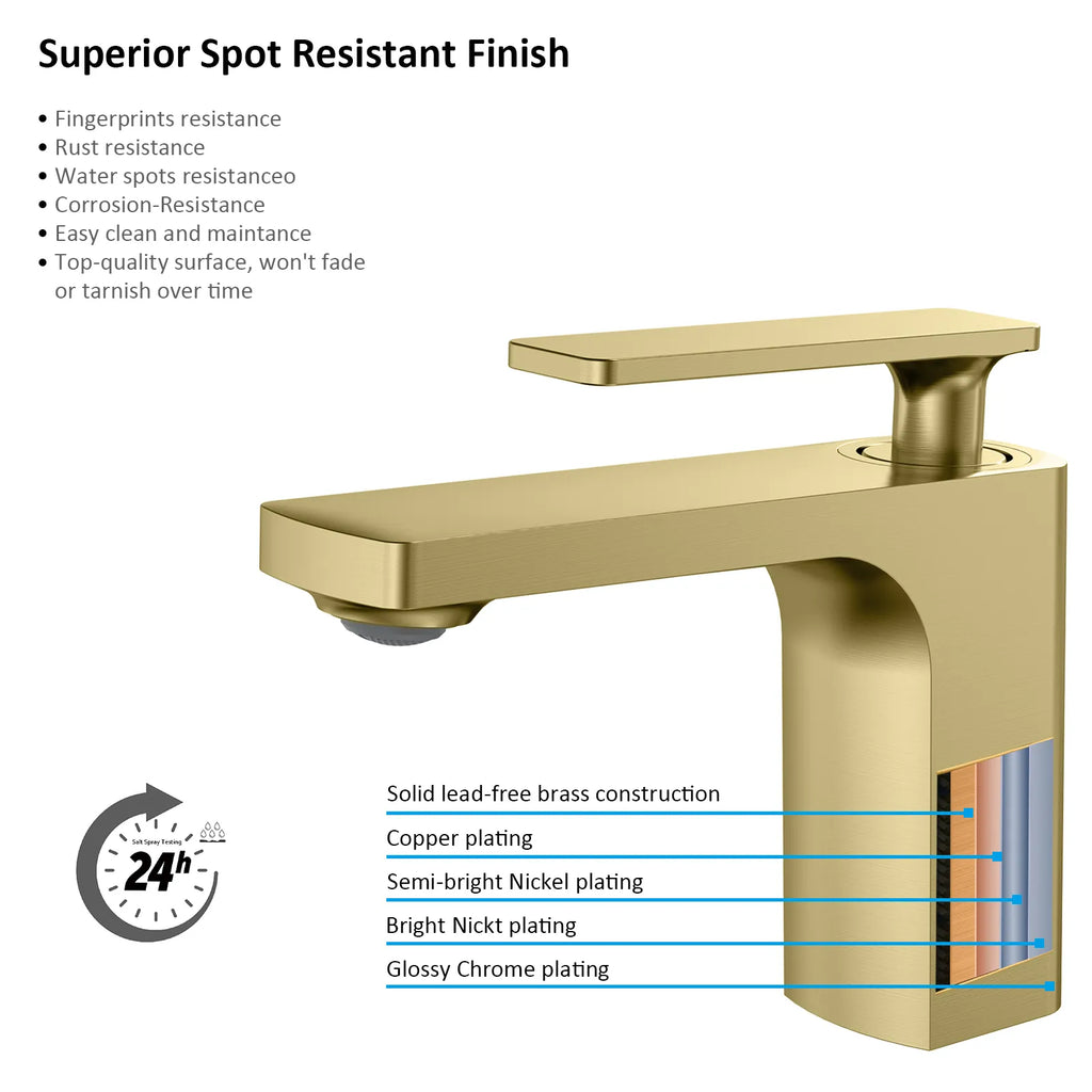 Rihine Bathroom Vanity Basin Faucet – Solid Brass, 1.8 GPM, 35mm Ceramic Cartridge-AB000001