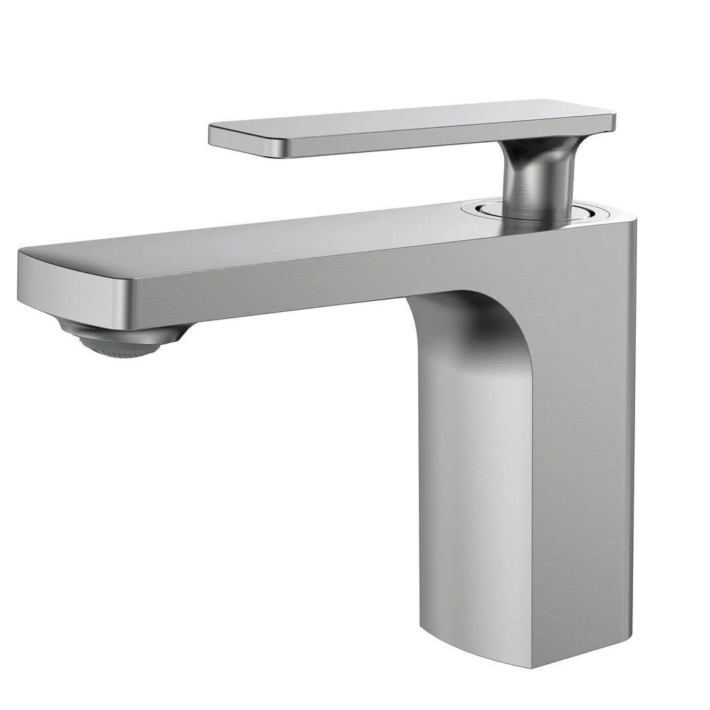 Rihine Bathroom Vanity Basin Faucet – Solid Brass, 1.8 GPM, 35mm Ceramic Cartridge-AB000001 Brushed Nickel