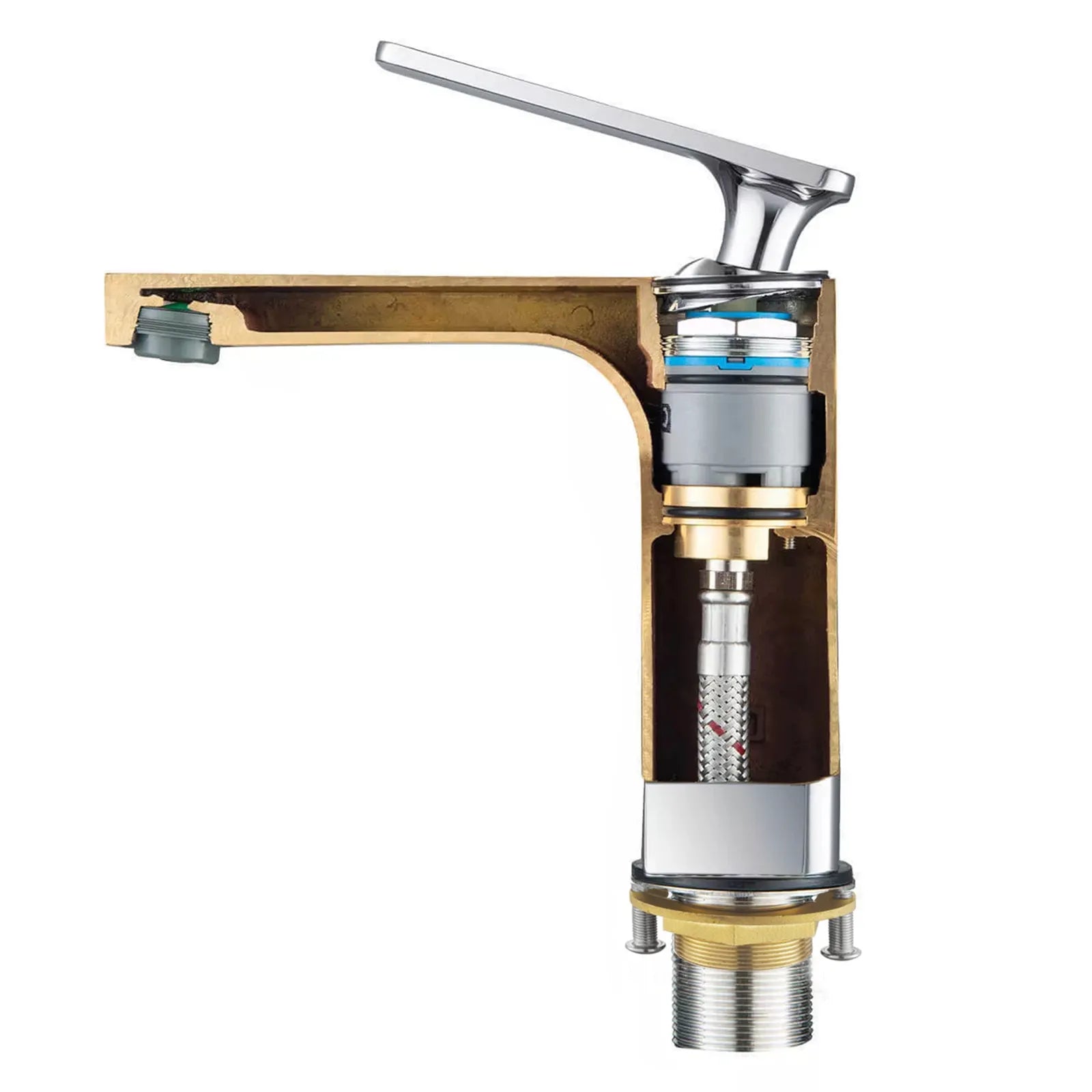 Rihine Bathroom Vanity Basin Faucet – Solid Brass, 1.8 GPM, 35mm Ceramic Cartridge-AB000001