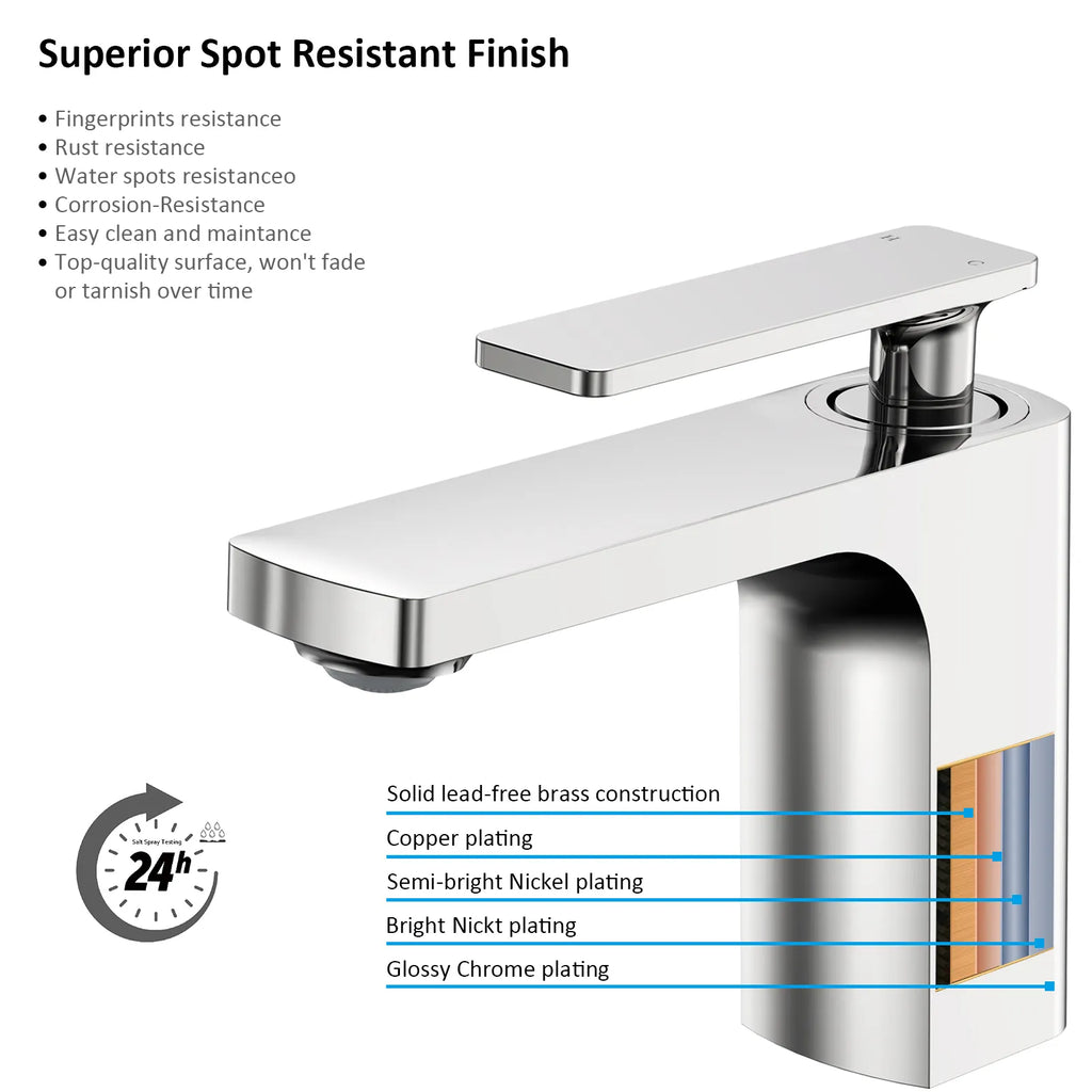 Rihine Bathroom Vanity Basin Faucet – Solid Brass, 1.8 GPM, 35mm Ceramic Cartridge-AB000001