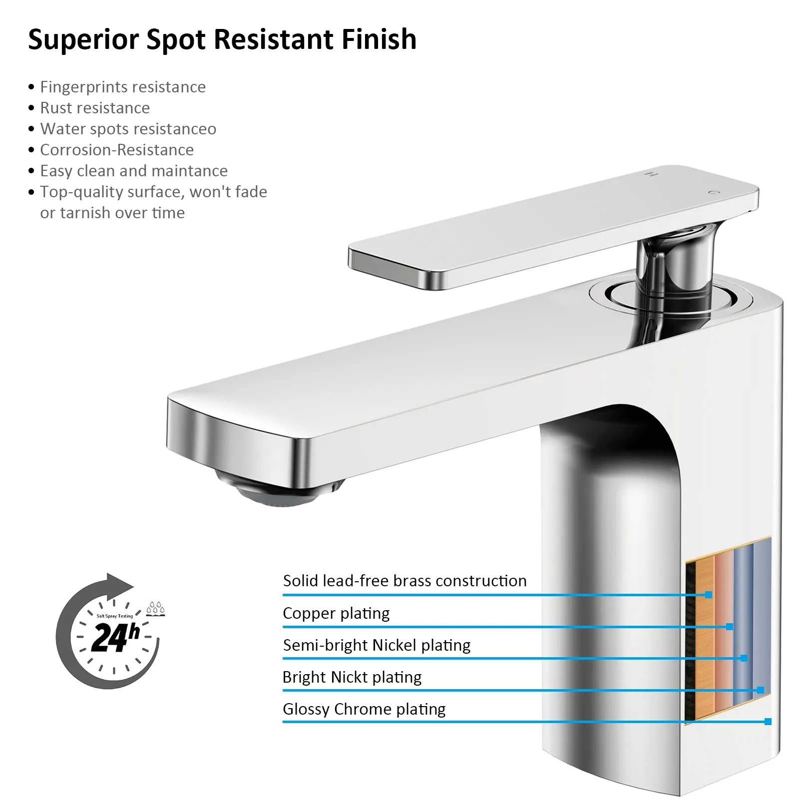 Rihine Bathroom Vanity Basin Faucet – Solid Brass, 1.8 GPM, 35mm Ceramic Cartridge-AB000001