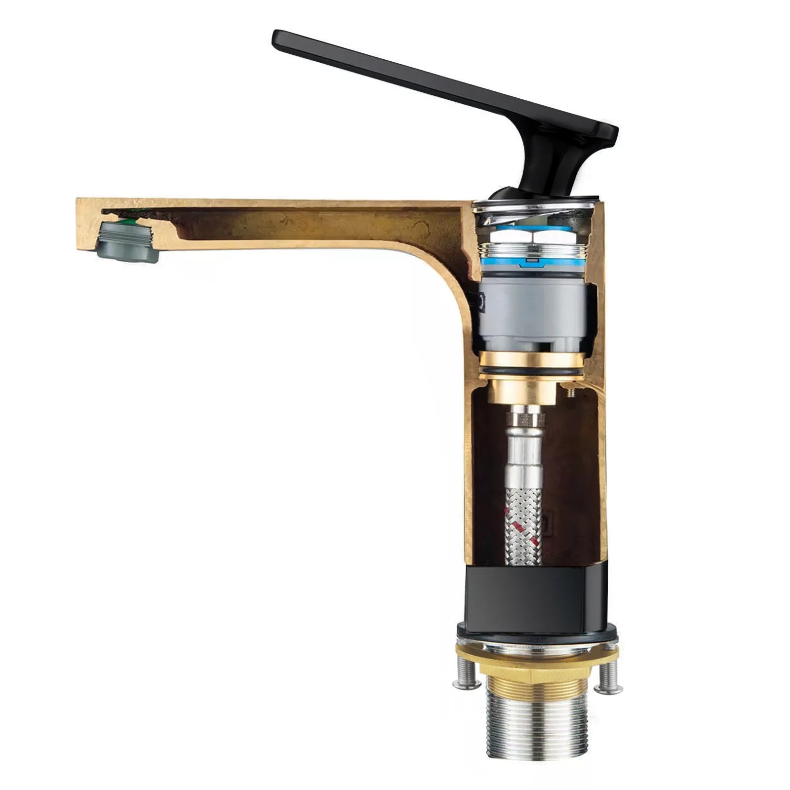 Rihine Bathroom Vanity Basin Faucet – Solid Brass, 1.8 GPM, 35mm Ceramic Cartridge-AB000001