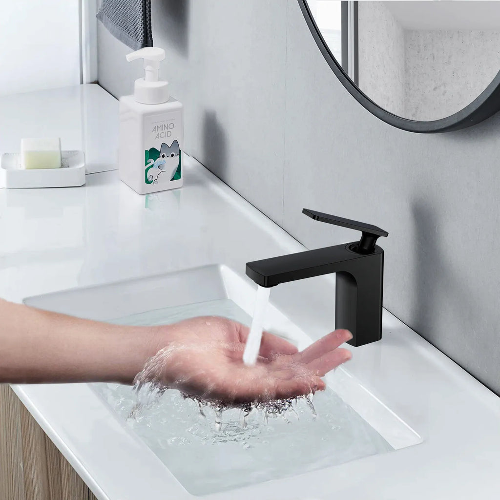 Rihine Bathroom Vanity Basin Faucet – Solid Brass, 1.8 GPM, 35mm Ceramic Cartridge-AB000001
