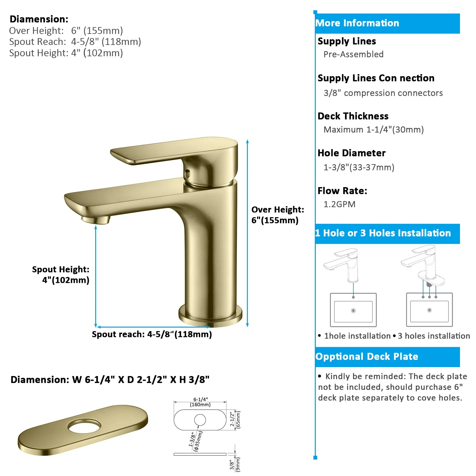 Nile Single Handle Lead-Free Brass Basin Faucet-AB000003