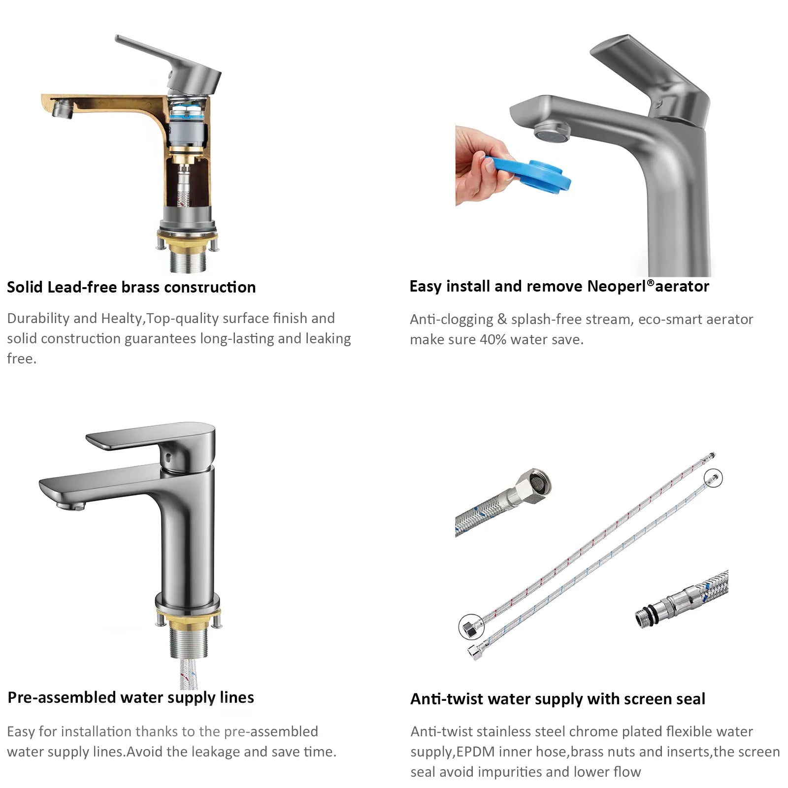 Nile Single Handle Lead-Free Brass Basin Faucet-AB000003
