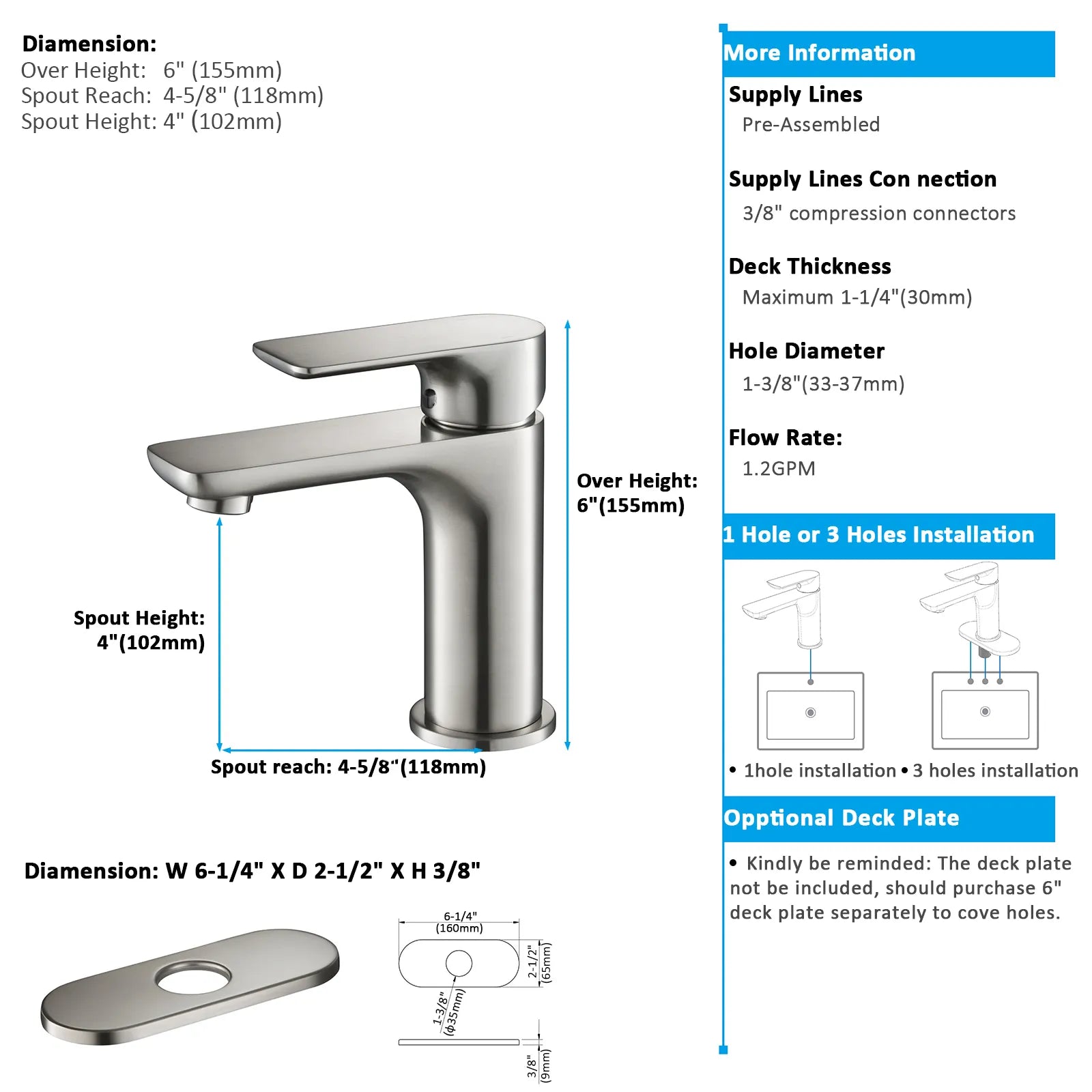 Nile Single Handle Lead-Free Brass Basin Faucet-AB000003