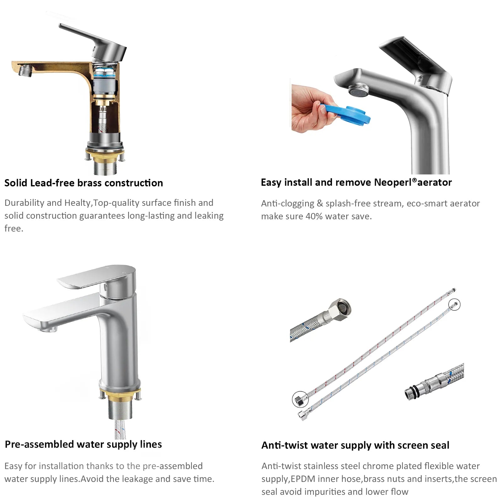 Nile Single Handle Lead-Free Brass Basin Faucet-AB000003