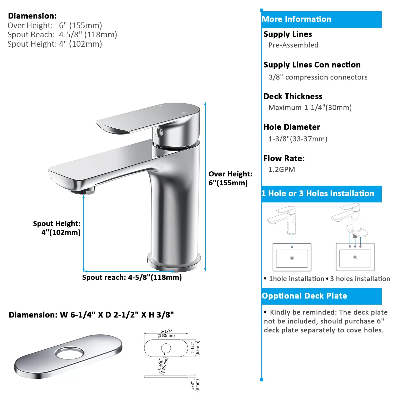 Nile Single Handle Lead-Free Brass Basin Faucet-AB000003