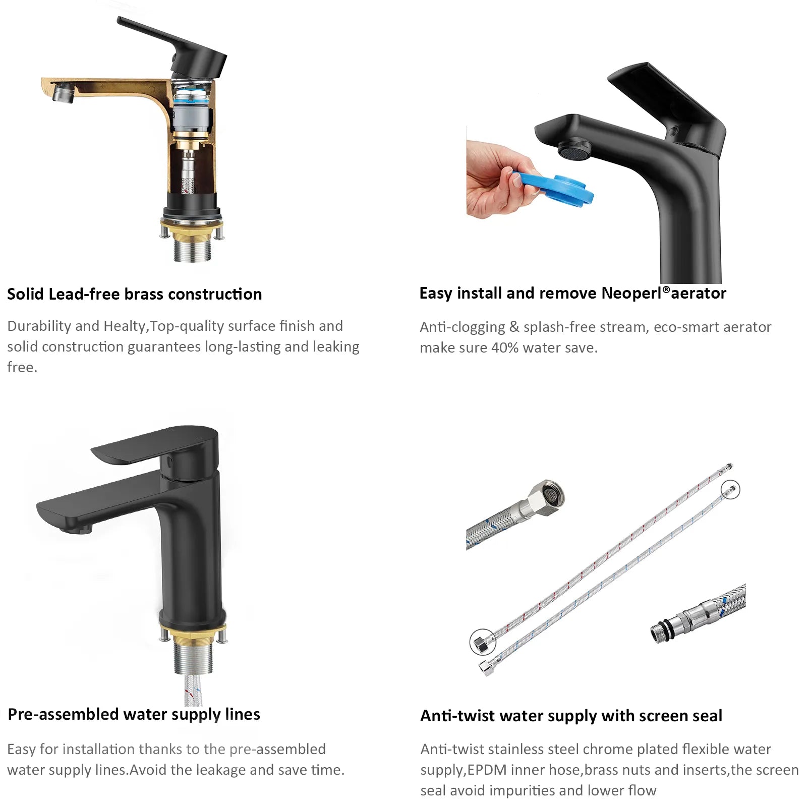 Nile Single Handle Lead-Free Brass Basin Faucet-AB000003