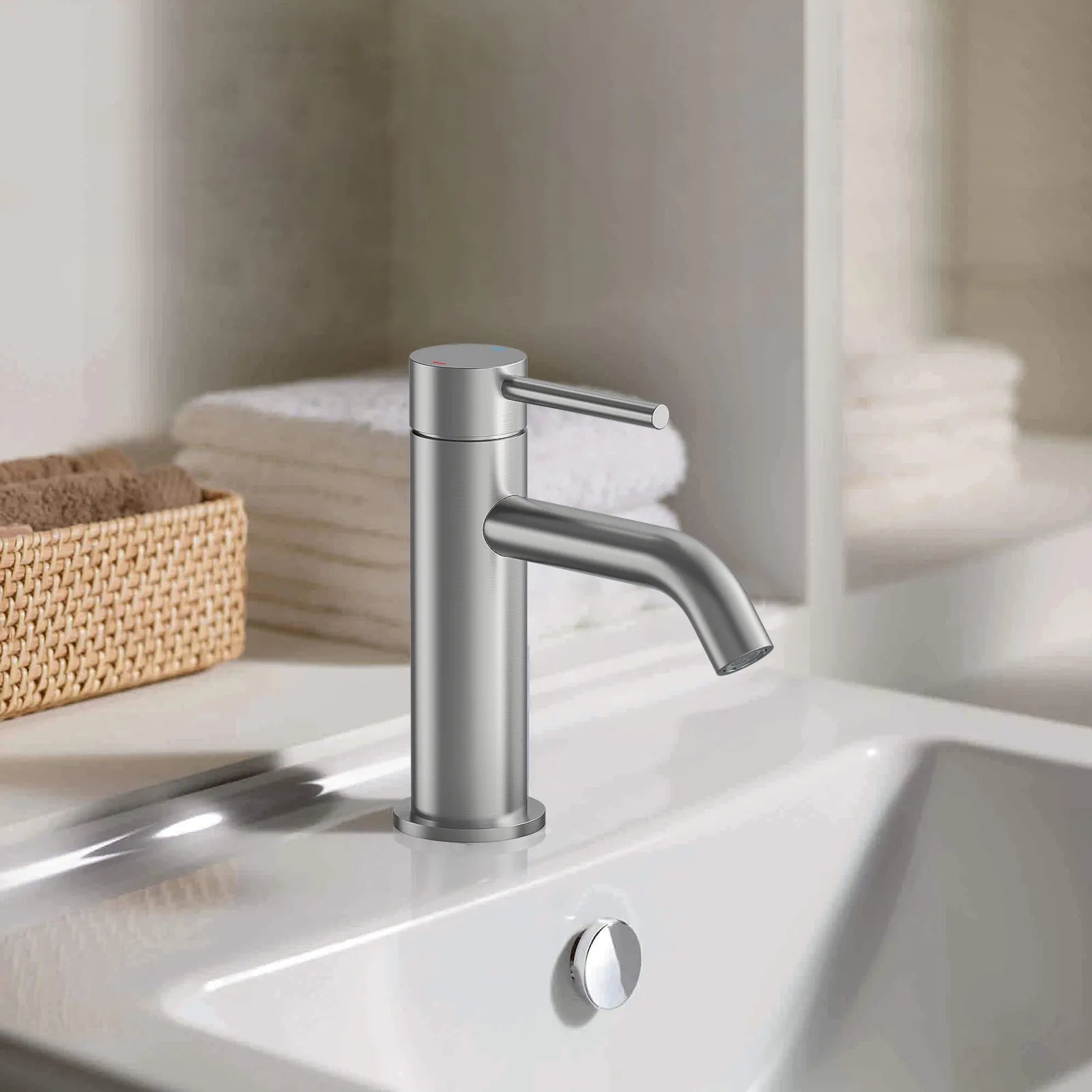 Circular Bathroom Basin Faucet – Solid Brass Single Lever Mixer AB000004