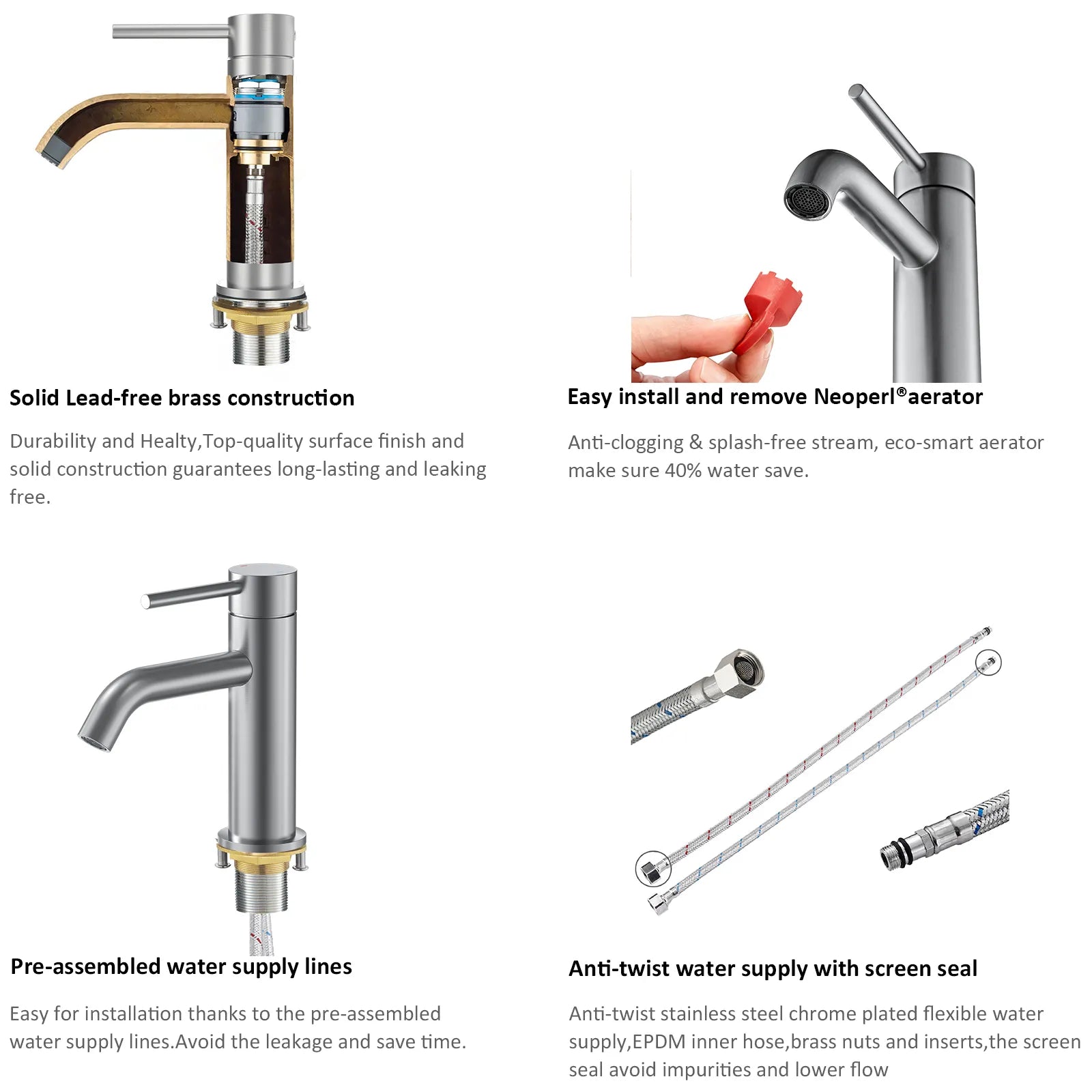 Circular Bathroom Basin Faucet – Solid Brass Single Lever Mixer AB000004