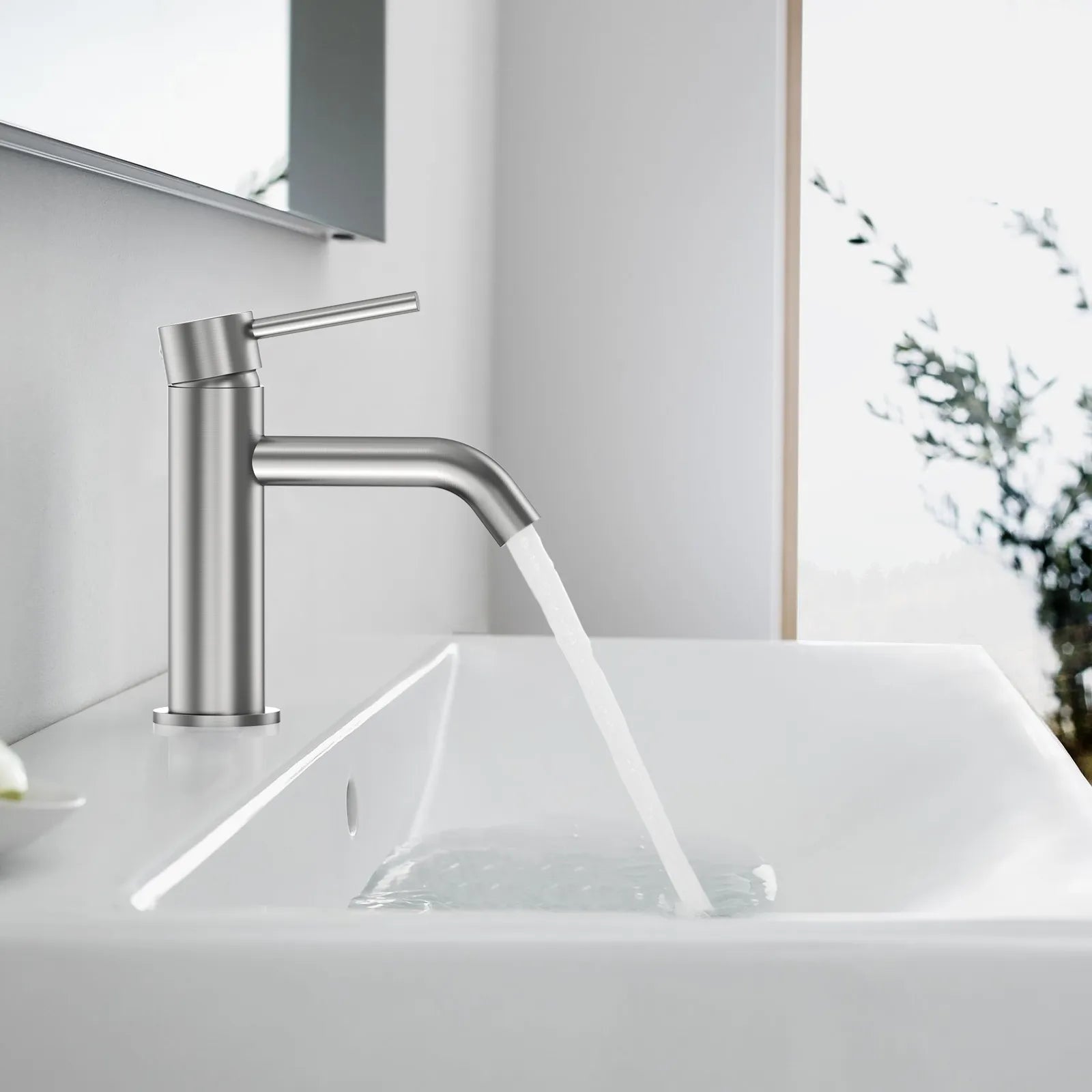Circular Bathroom Basin Faucet – Solid Brass Single Lever Mixer AB000004