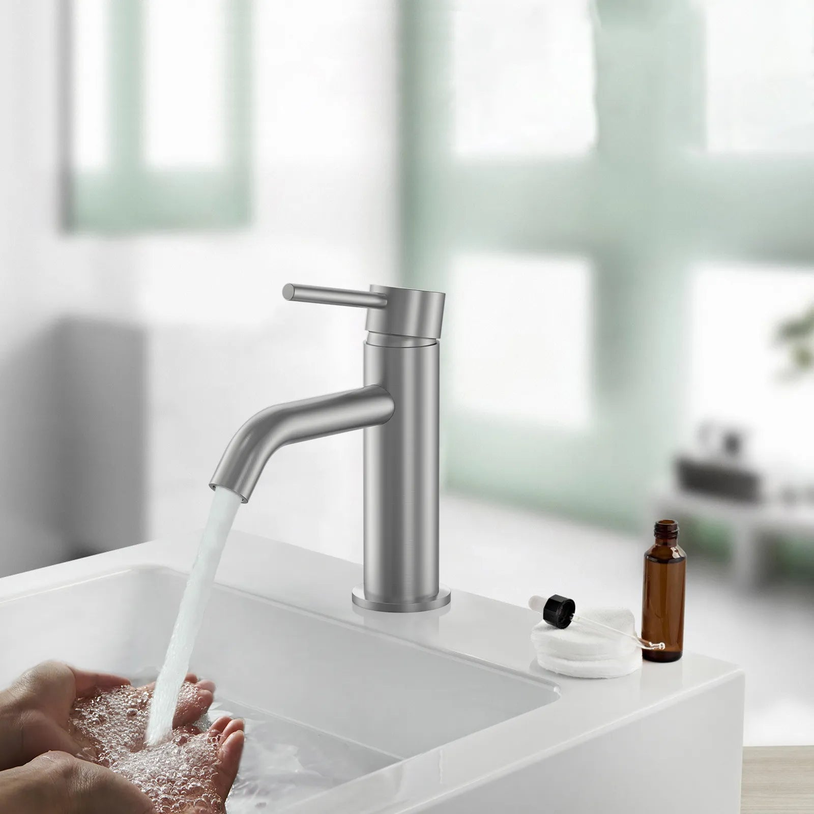 Circular Bathroom Basin Faucet – Solid Brass Single Lever Mixer AB000004