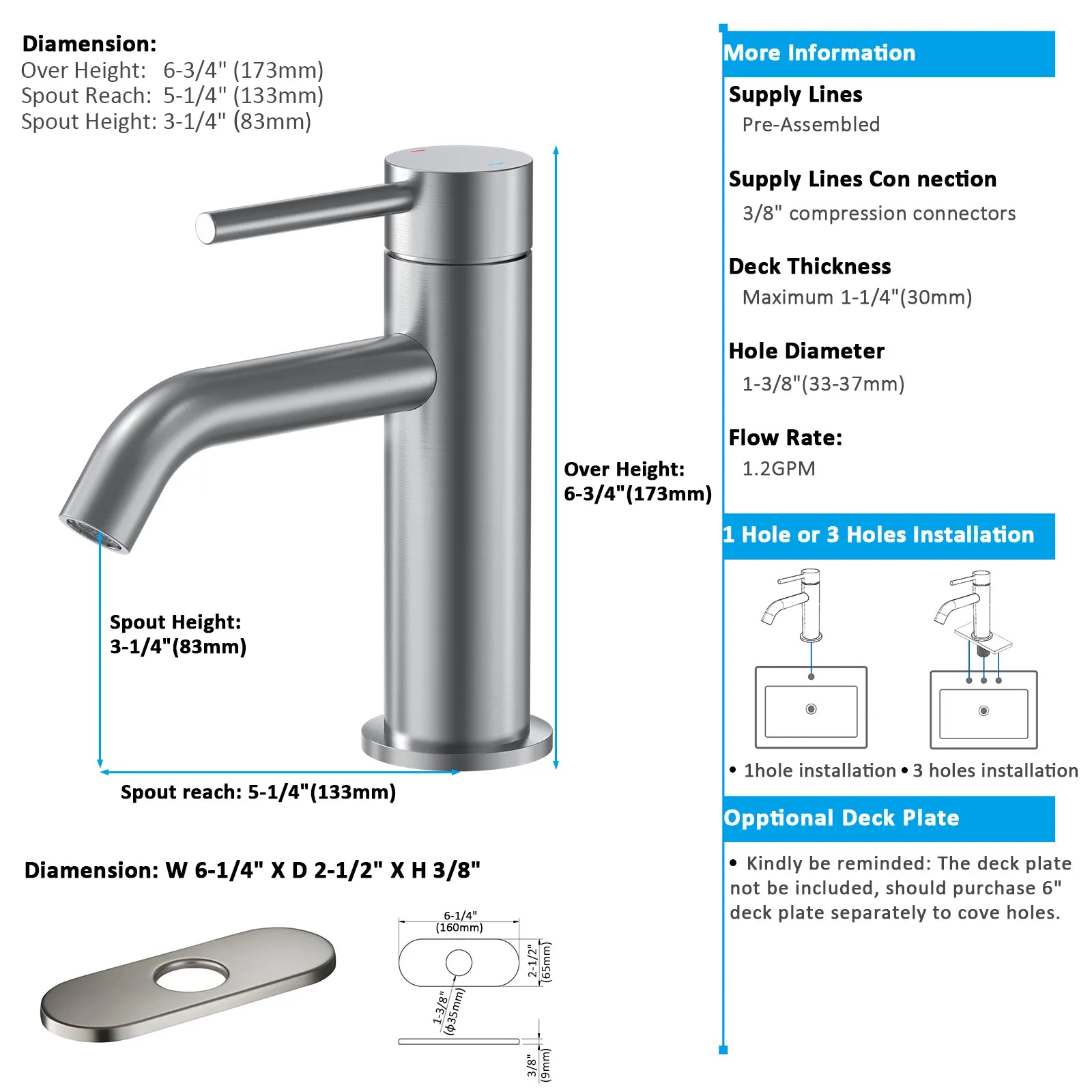 Circular Bathroom Basin Faucet – Solid Brass Single Lever Mixer AB000004