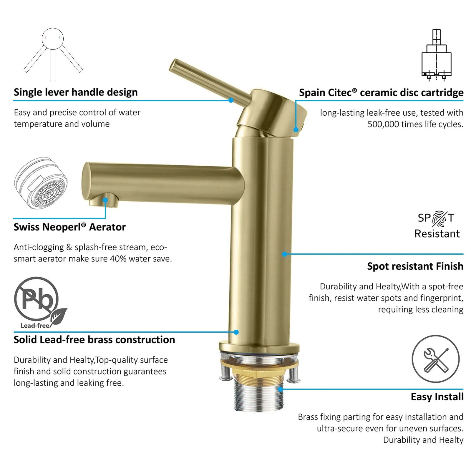 Solid Brass Bathroom Basin Faucet-AB000005