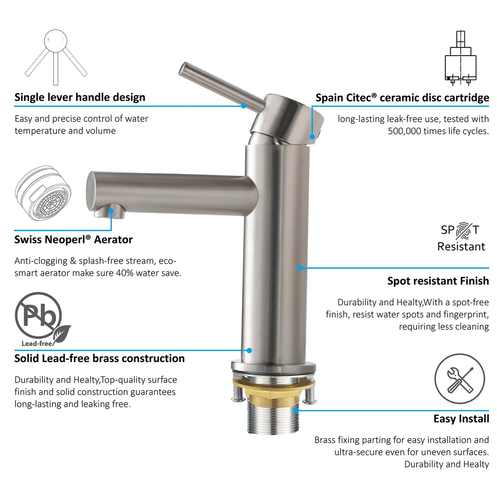 Solid Brass Bathroom Basin Faucet-AB000005