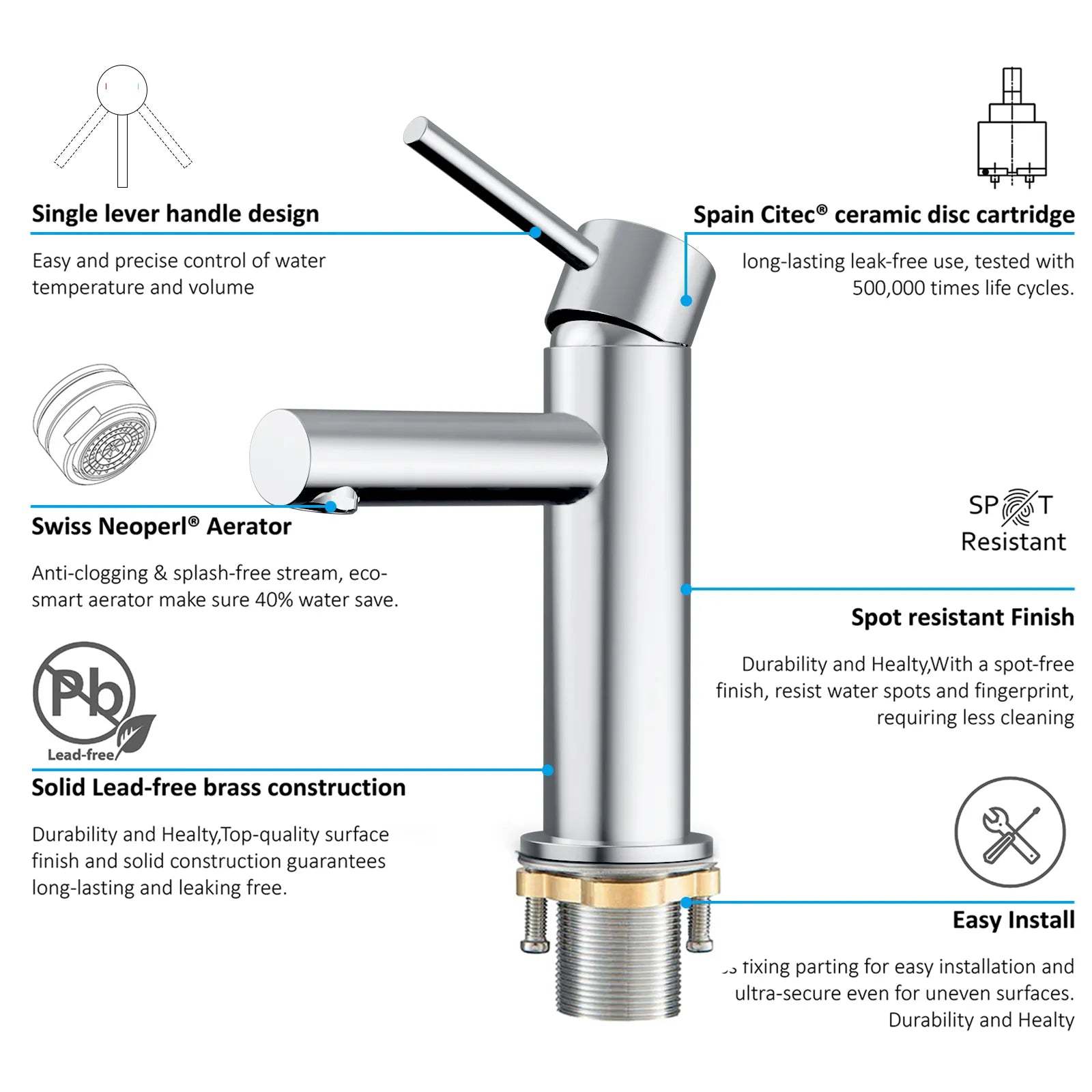 Solid Brass Bathroom Basin Faucet-AB000005