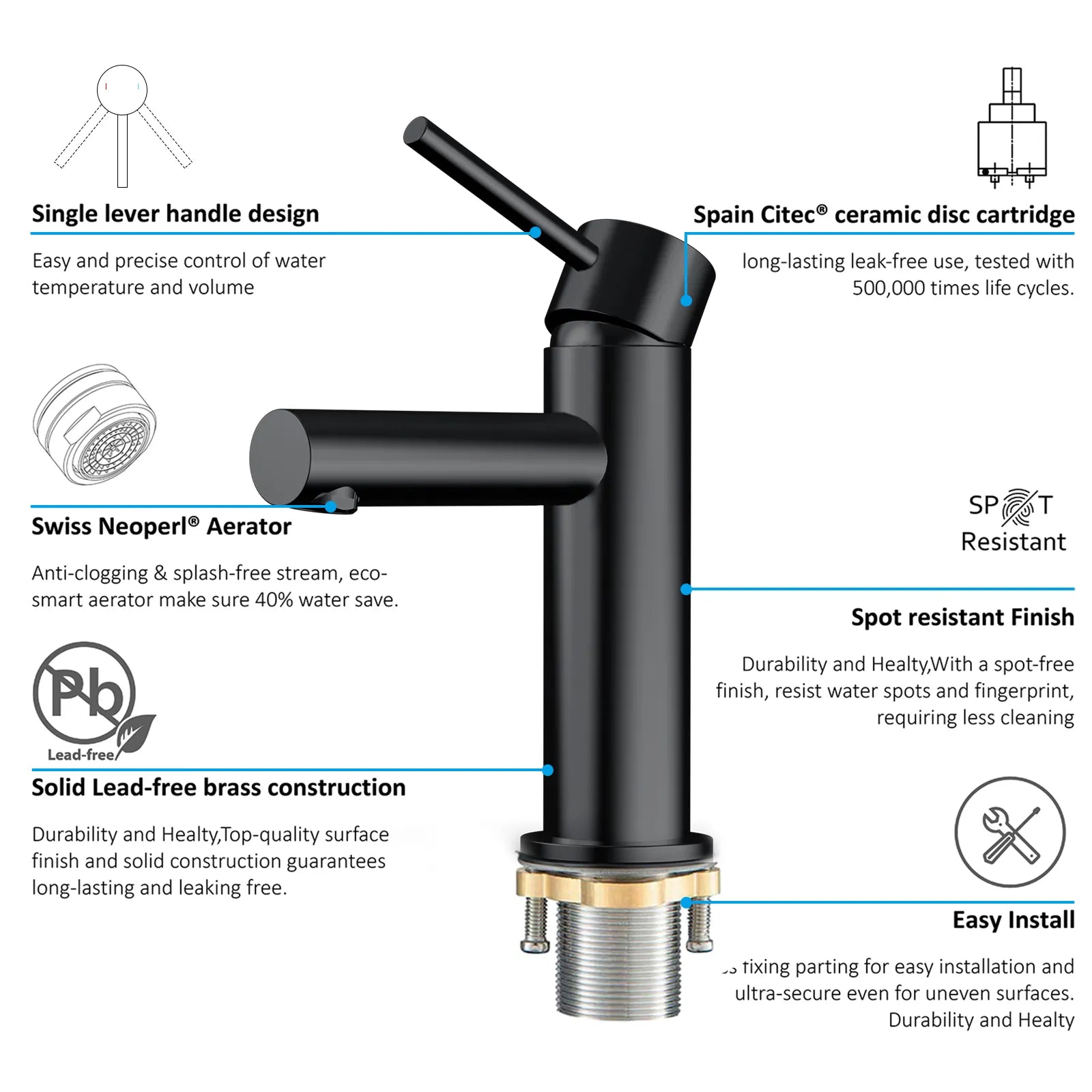 Solid Brass Bathroom Basin Faucet-AB000005