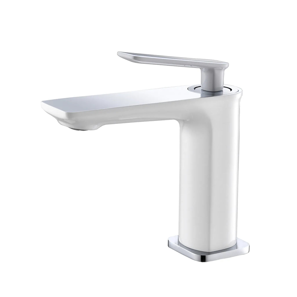 Single Handle Lead-Free Bathroom Basin Faucet – Coin Slot Aerator – AB000011 Matte White