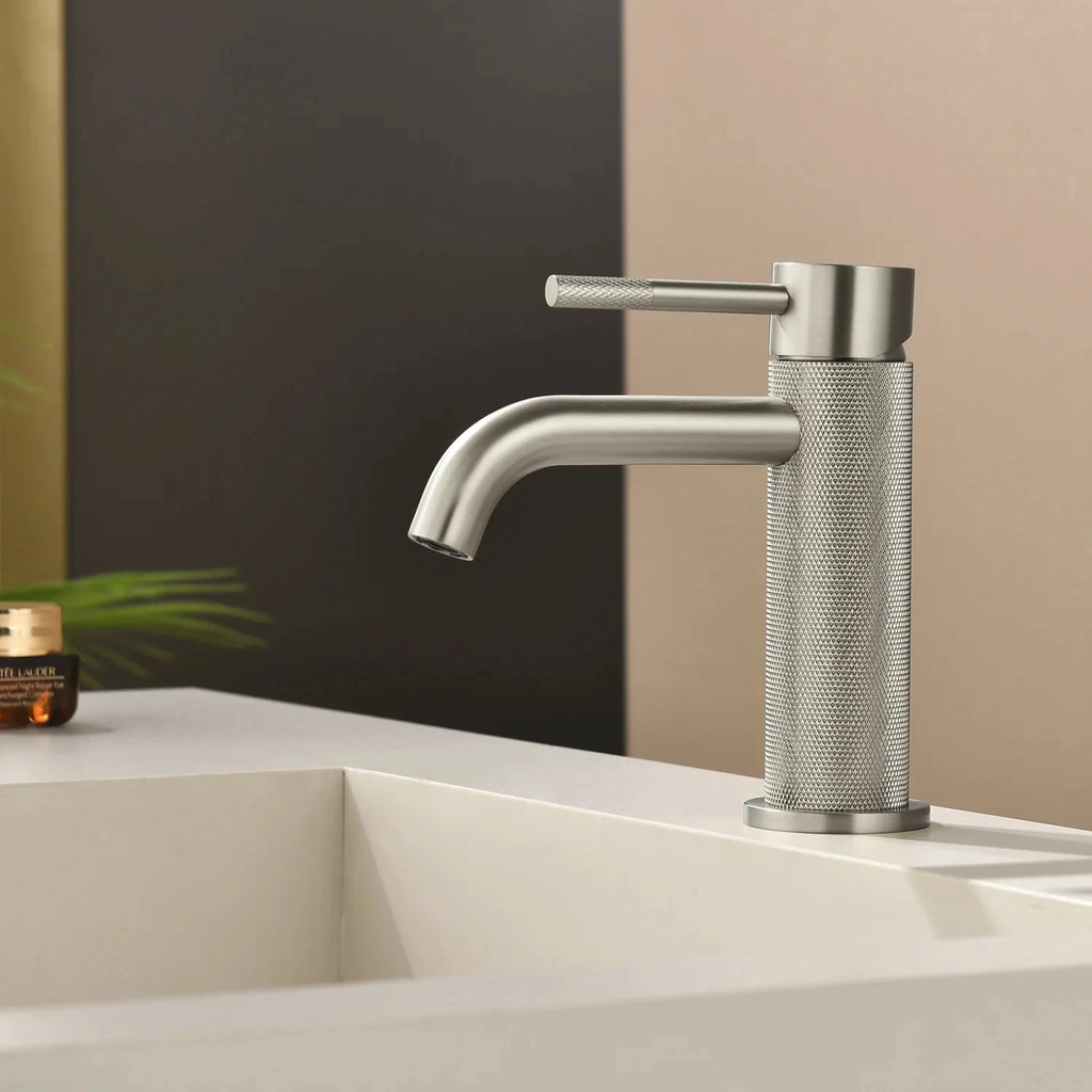 MAXTOR S-COOL Series Bathroom Vanity Basin Faucet – Knurled Luxury Single Handle Mixer Tap-AB000033