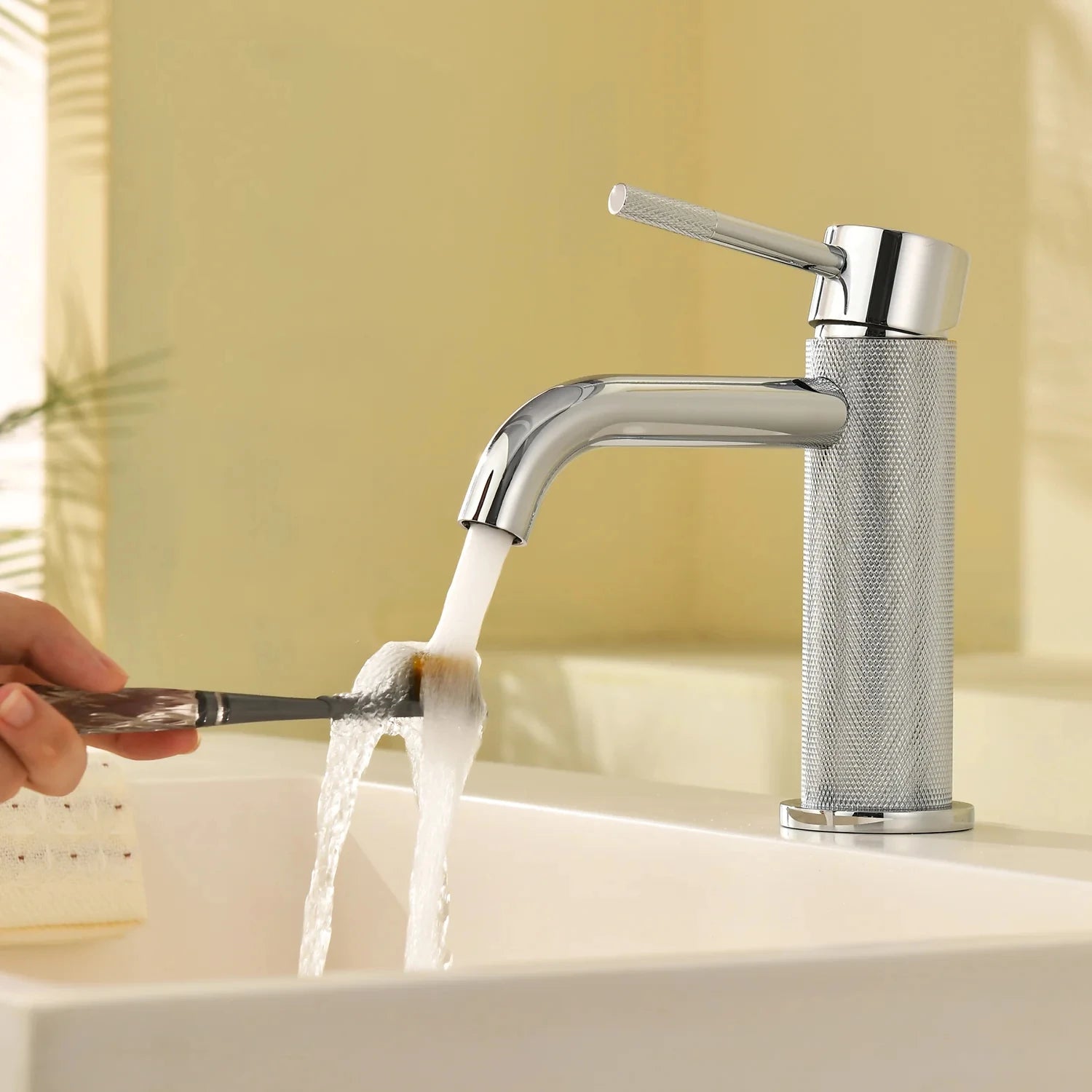 MAXTOR S-COOL Series Bathroom Vanity Basin Faucet – Knurled Luxury Single Handle Mixer Tap-AB000033