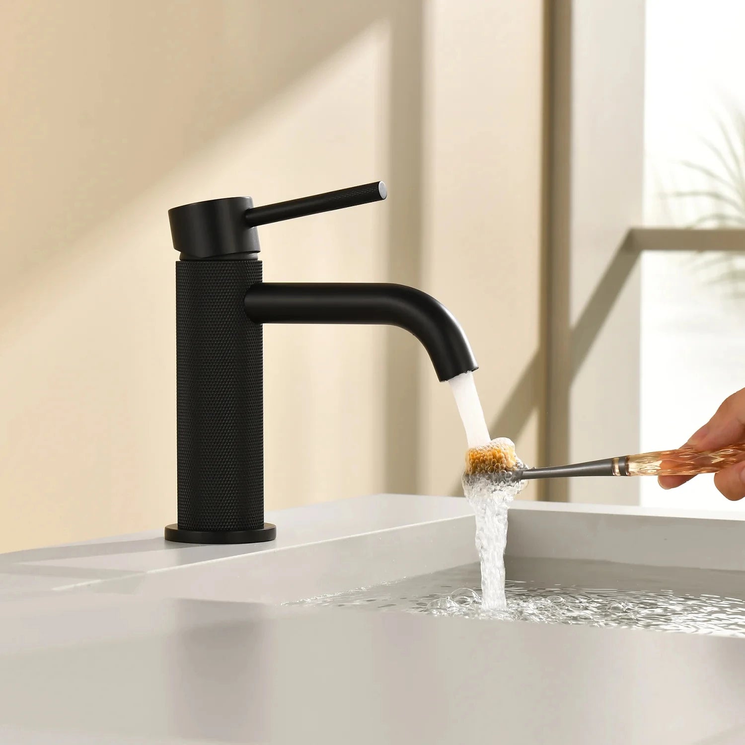 MAXTOR S-COOL Series Bathroom Vanity Basin Faucet – Knurled Luxury Single Handle Mixer Tap-AB000033