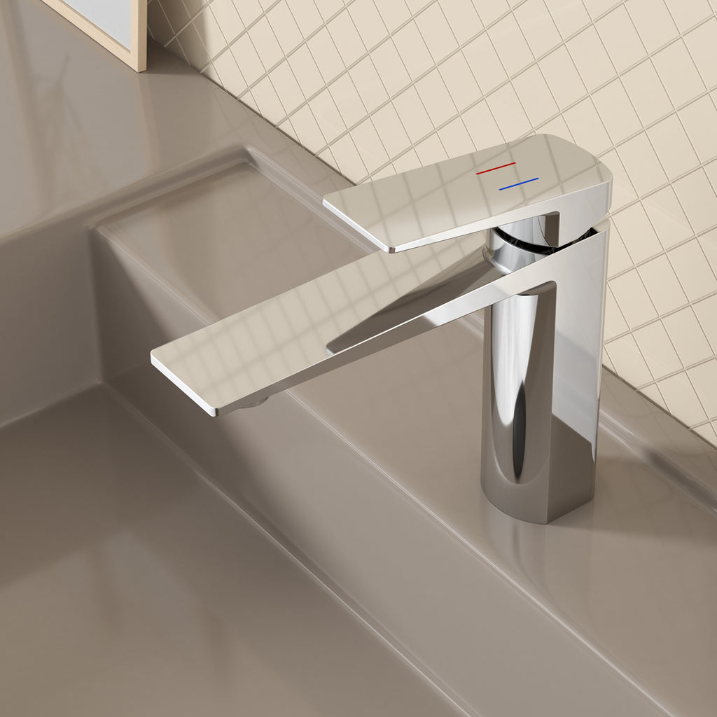 MAXTOR Single Hole Bathroom Vanity Basin Faucet with Neoperl Aerator & Supply Lines-AB000065