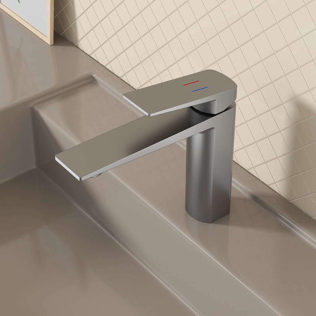 MAXTOR Single Hole Bathroom Vanity Basin Faucet with Neoperl Aerator & Supply Lines-AB000065