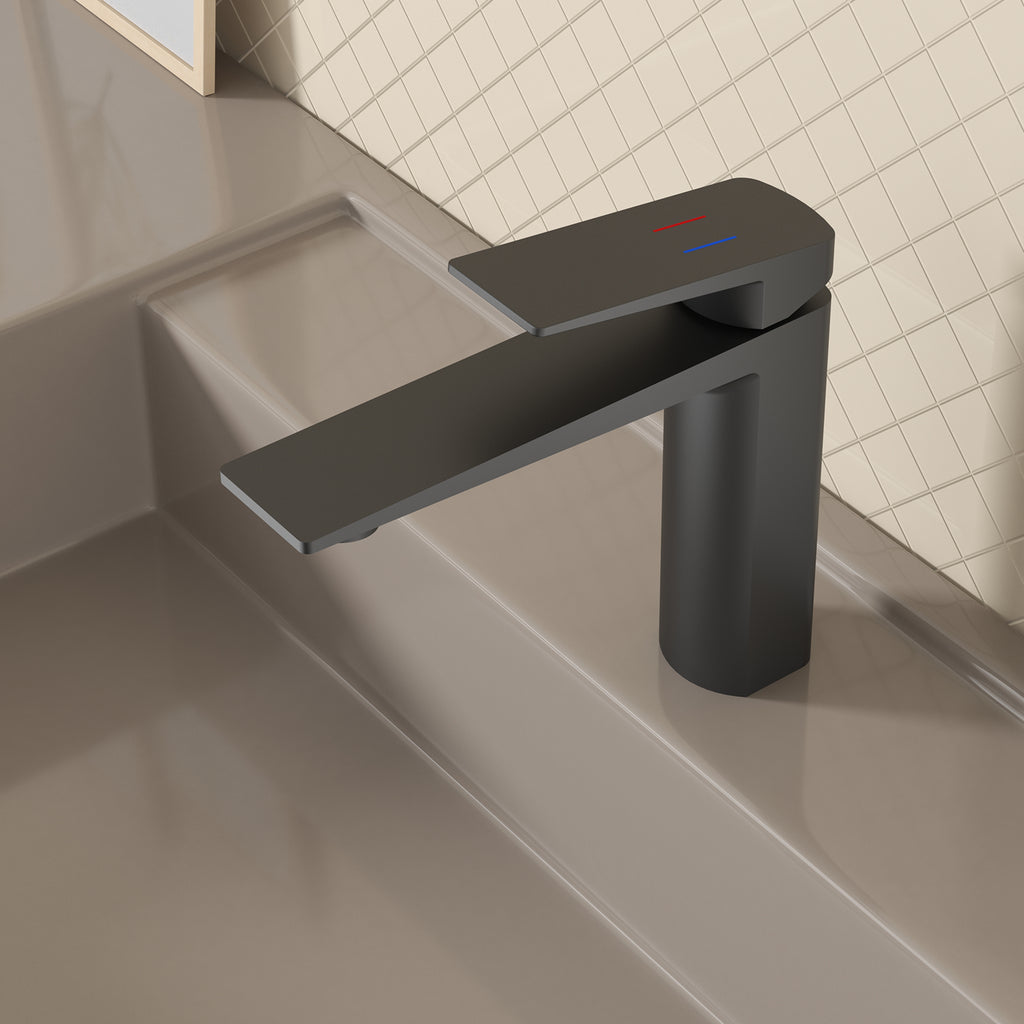 MAXTOR Single Hole Bathroom Vanity Basin Faucet with Neoperl Aerator & Supply Lines-AB000065