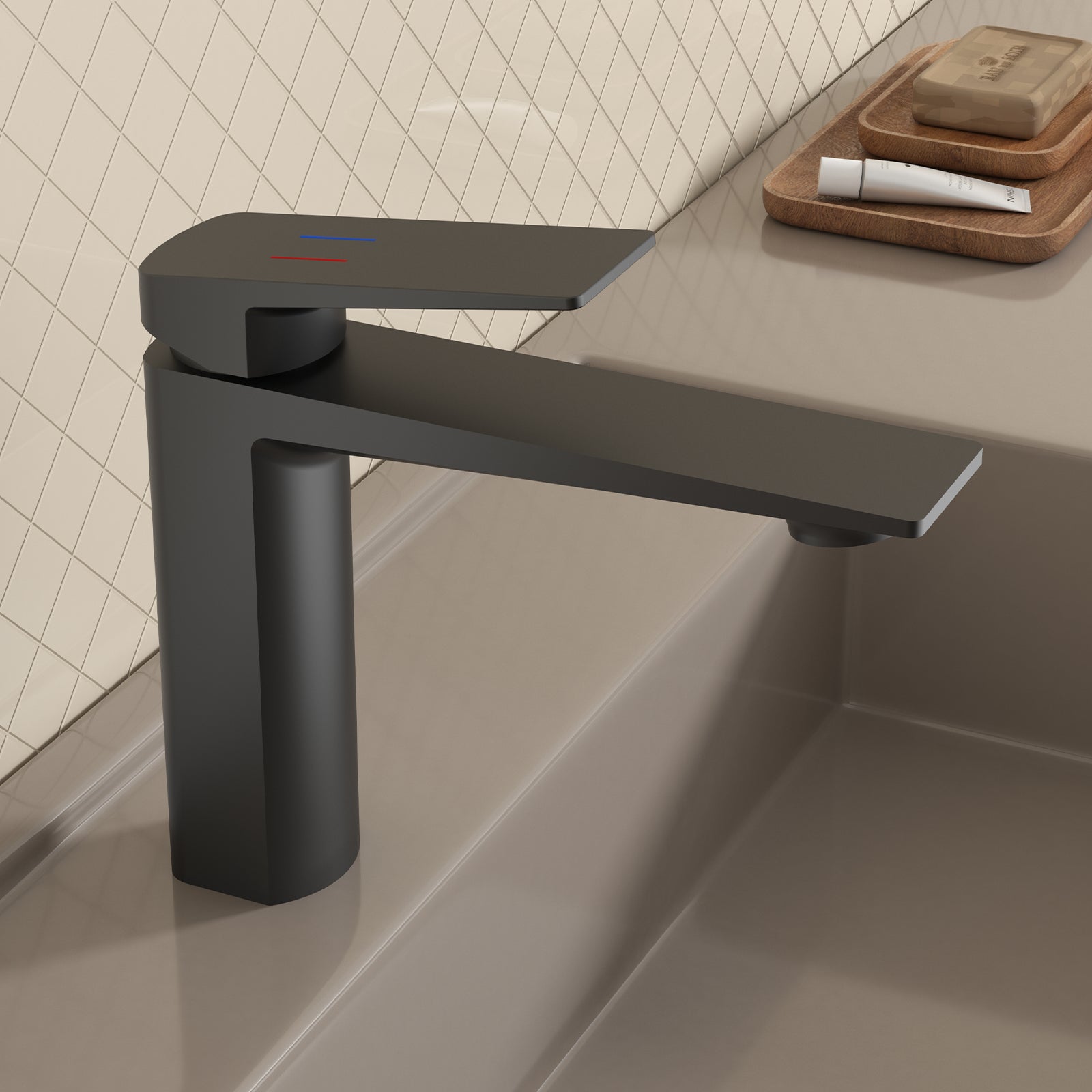 MAXTOR Single Hole Bathroom Vanity Basin Faucet with Neoperl Aerator & Supply Lines-AB000065