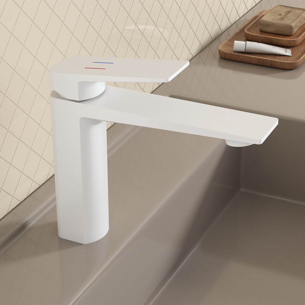 MAXTOR Single Hole Bathroom Vanity Basin Faucet with Neoperl Aerator & Supply Lines-AB000065