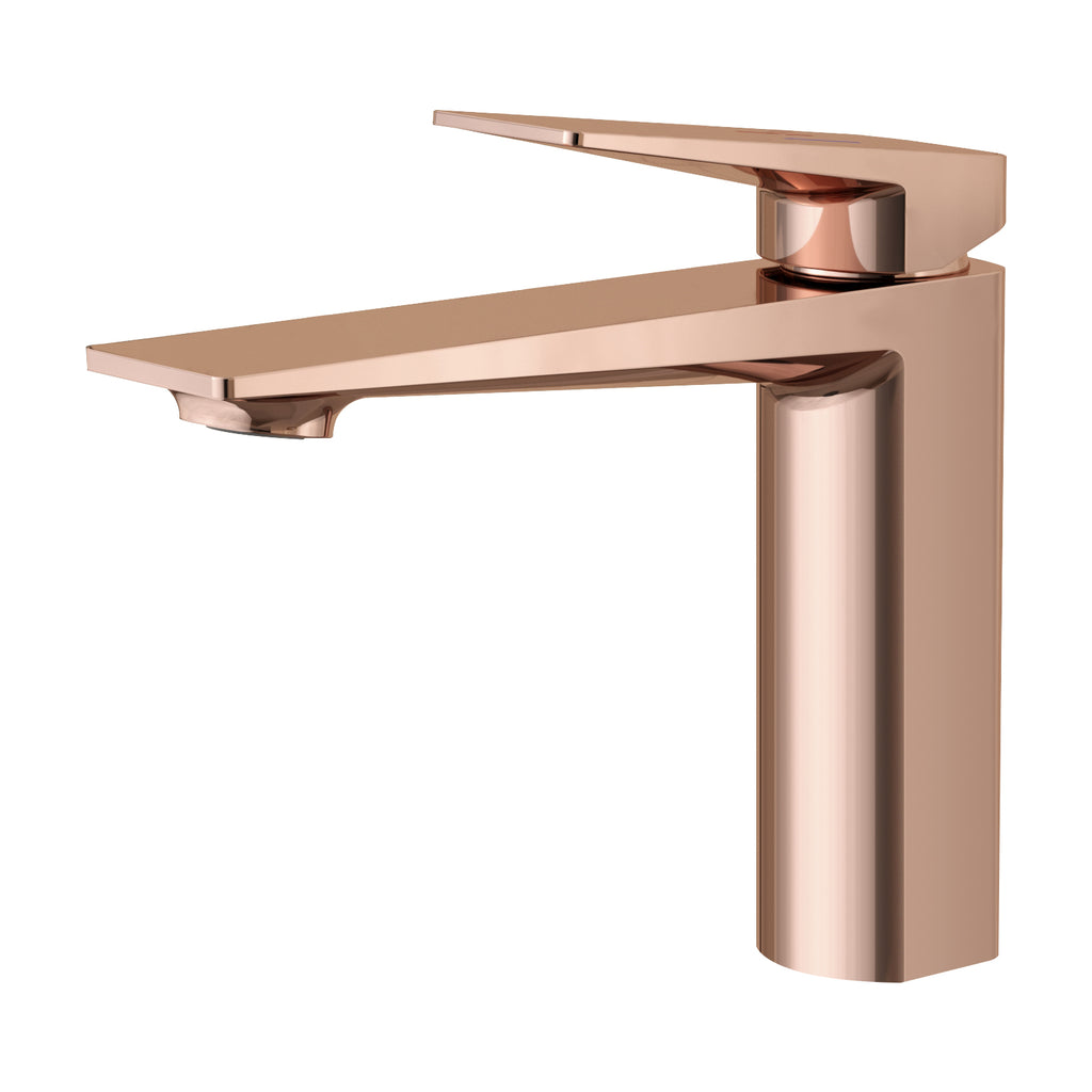 MAXTOR Single Hole Bathroom Vanity Basin Faucet with Neoperl Aerator & Supply Lines-AB000065 Rose Gold