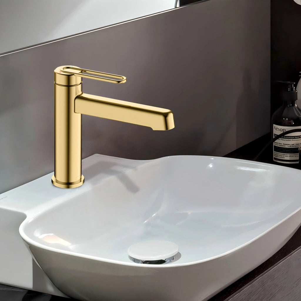 MAXTOR Loop Handle Bathroom Vanity Basin Faucet – Single Hole Mixer Tap – AB000069