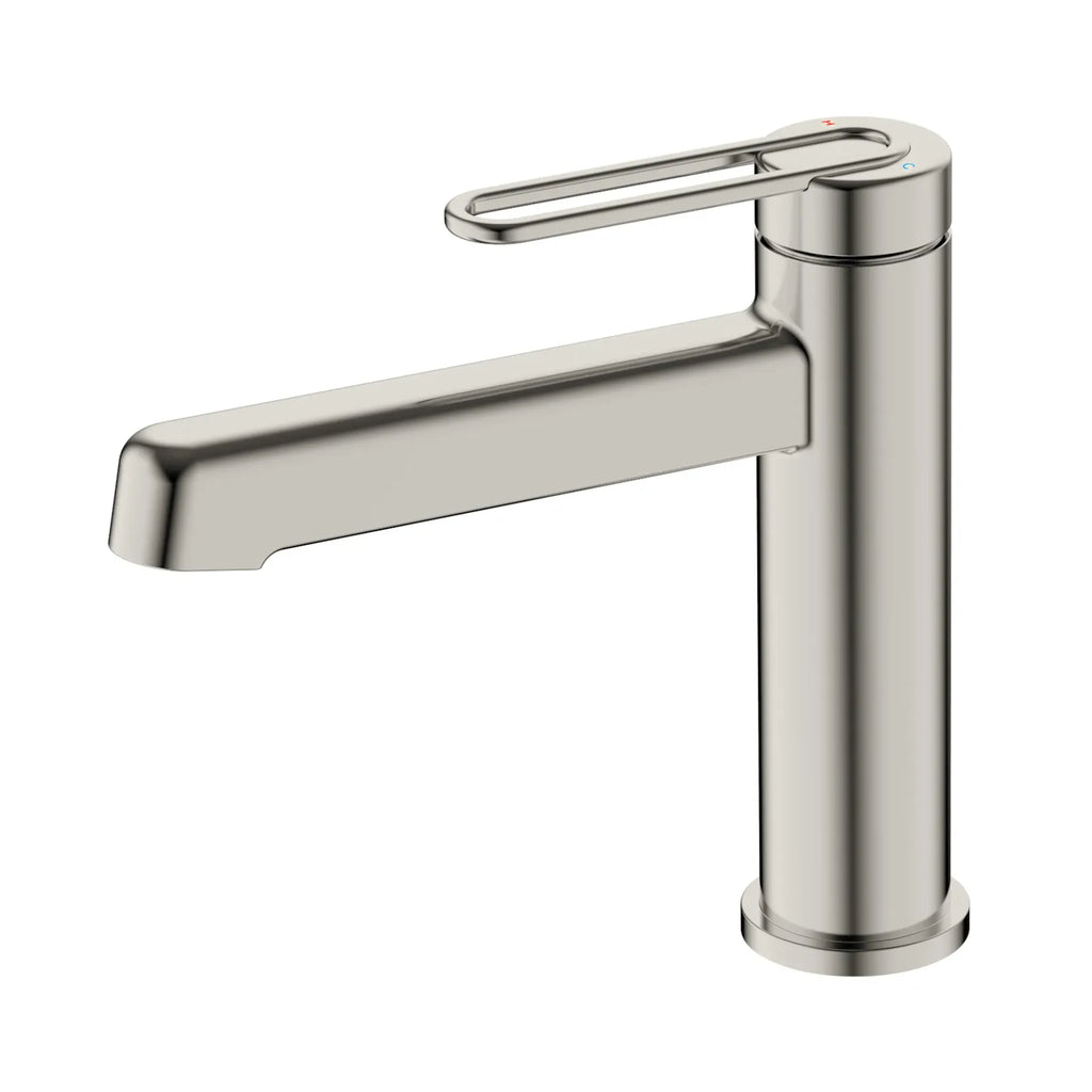 MAXTOR Loop Handle Bathroom Vanity Basin Faucet – Single Hole Mixer Tap – AB000069 Brushed Nickel
