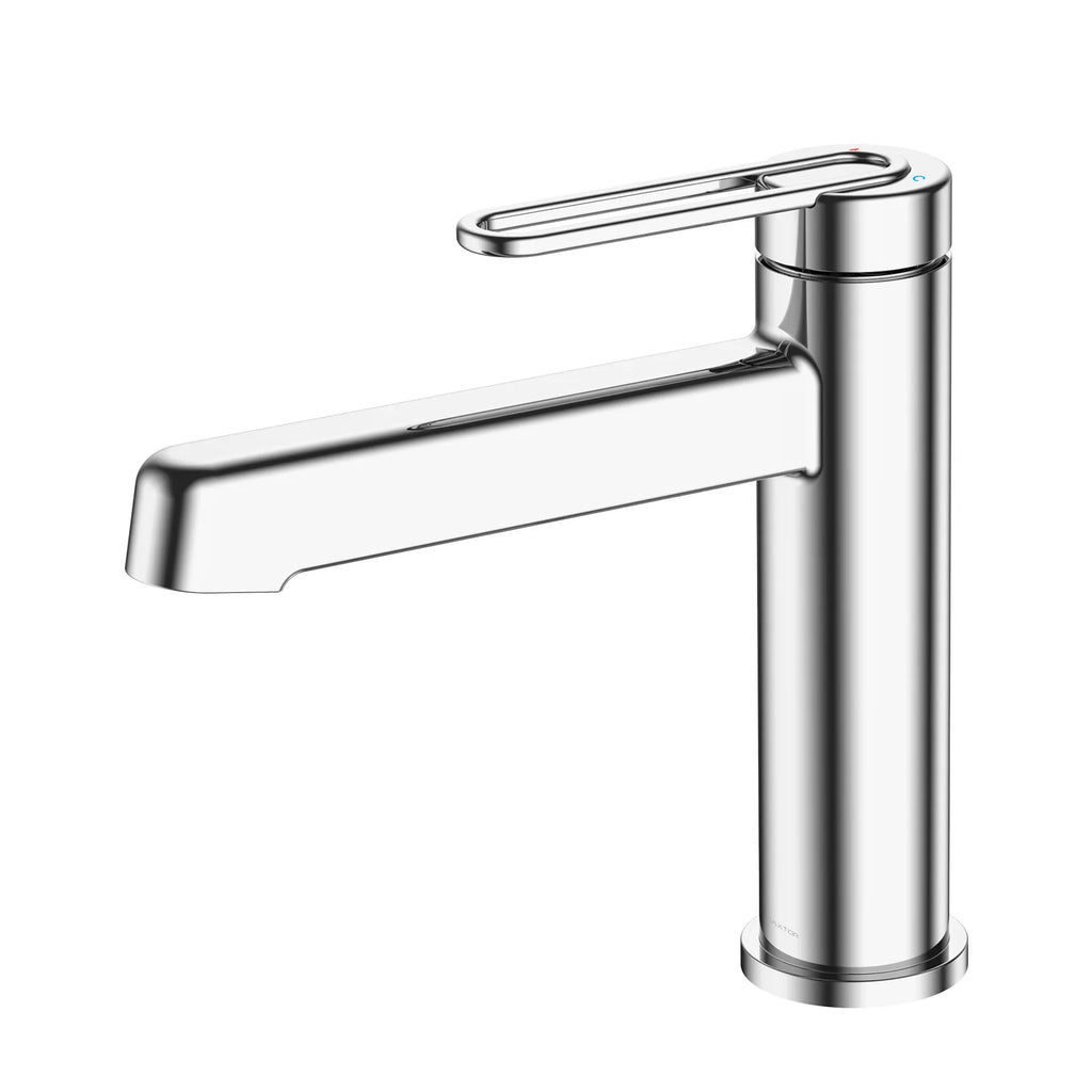 MAXTOR Loop Handle Bathroom Vanity Basin Faucet – Single Hole Mixer Tap – AB000069 Chrome