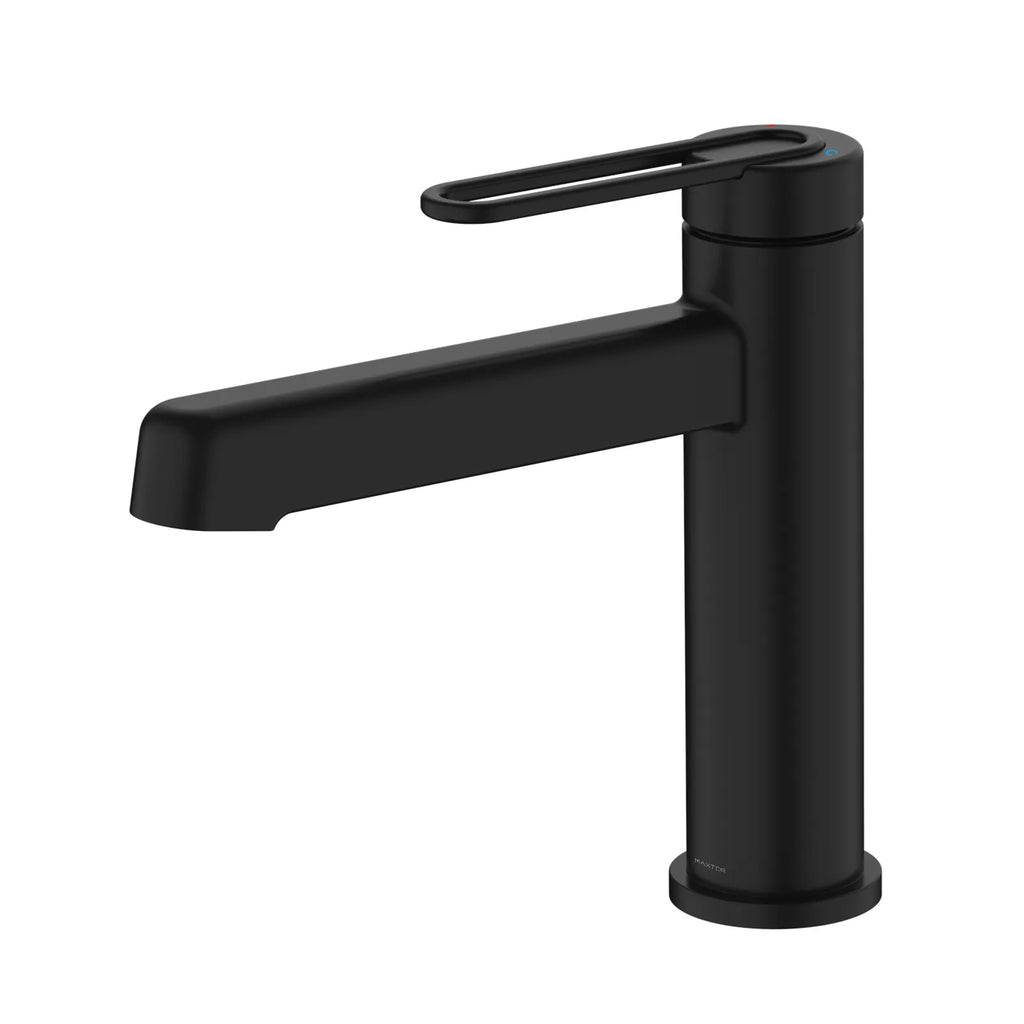 MAXTOR Loop Handle Bathroom Vanity Basin Faucet – Single Hole Mixer Tap – AB000069 Matte Black