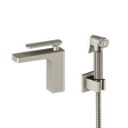 Solid Brass Rihine Basin Faucet with bidet spray and brass holder--AB000001+HBS0003 Brushed Nickel
