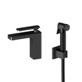 Solid Brass Rihine Basin Faucet with bidet spray and brass holder--AB000001+HBS0003 Matte Black