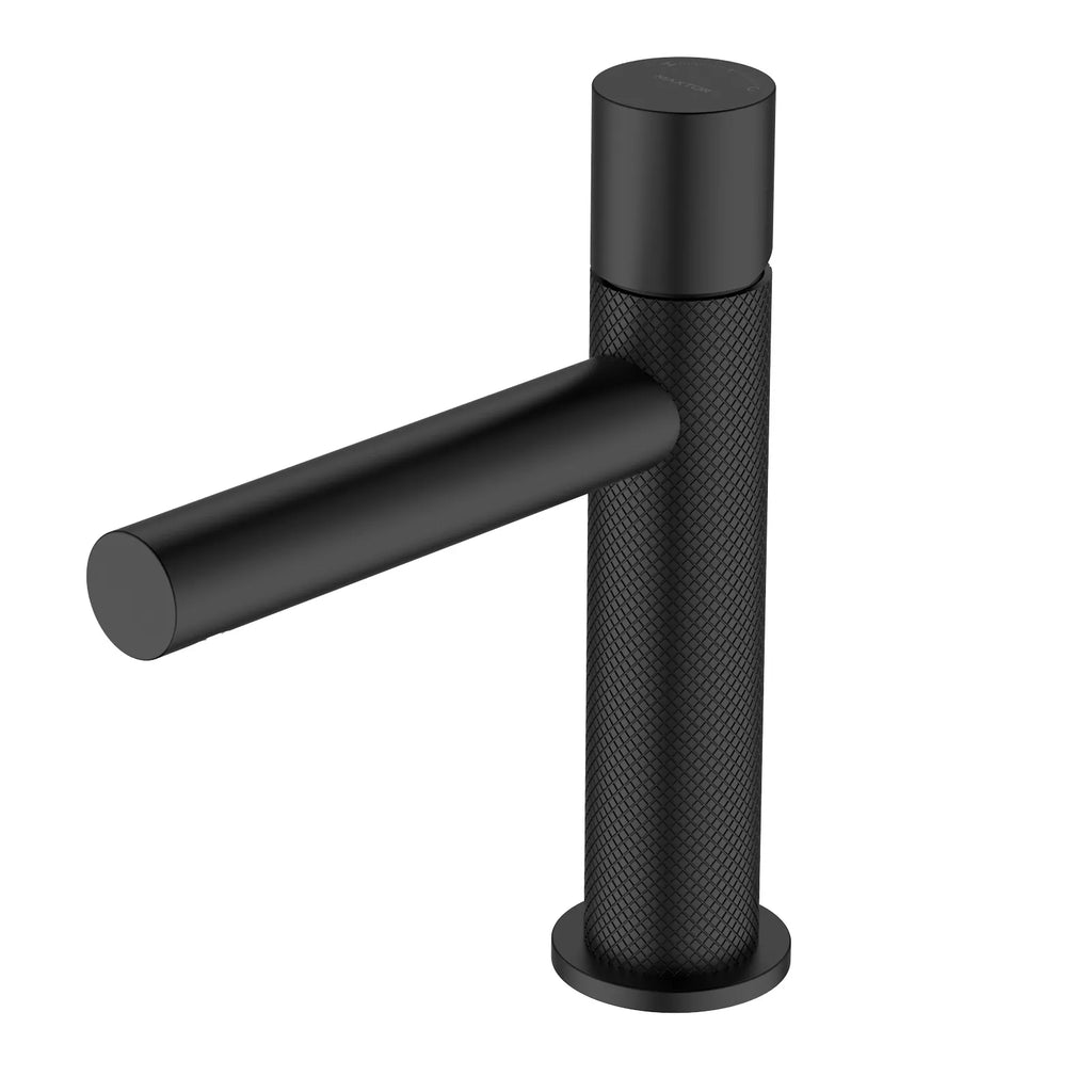 MAXTOR Knurled Art Design Single Handle Bathroom Vanity Basin Faucet-AB000332 Matte Black