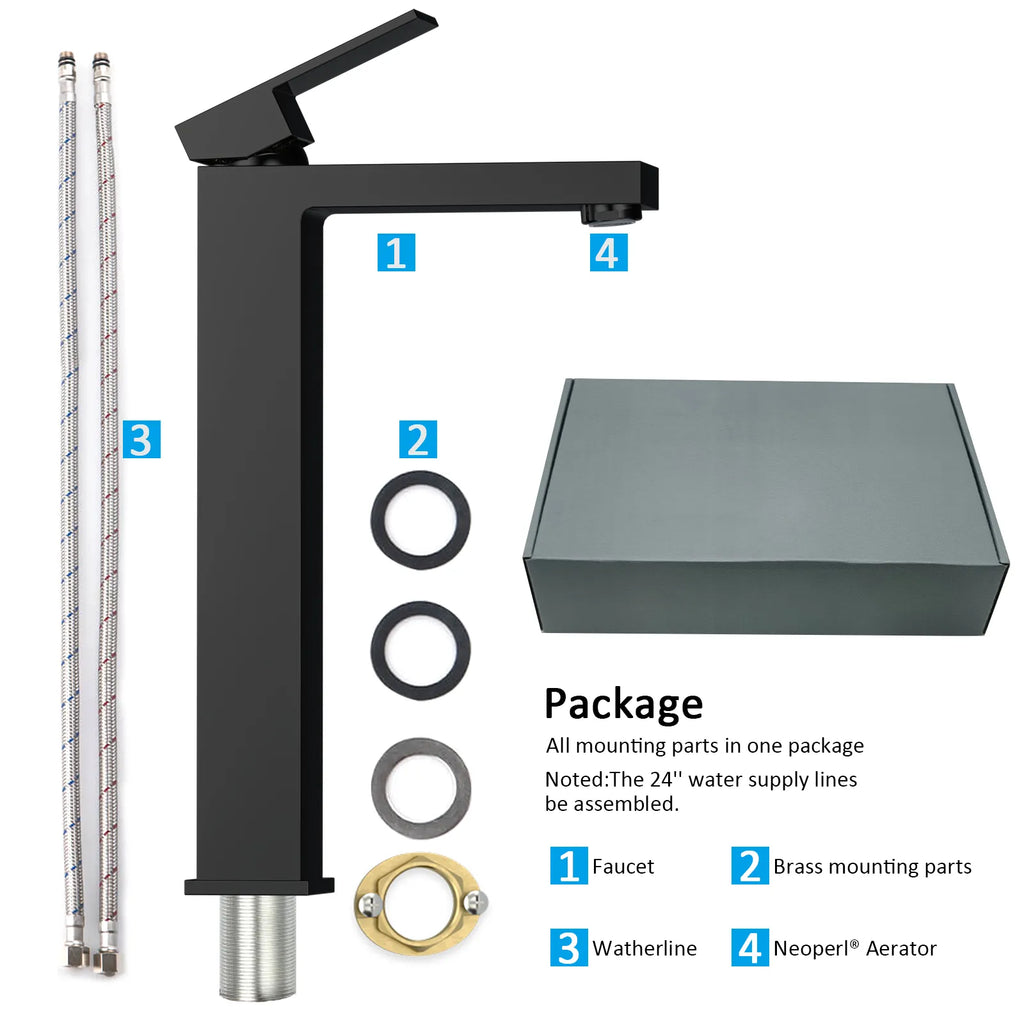 Modern Tall Basin Faucet – Solid Brass, Neoperl® Aerator, Citec® Cartridge AB001000