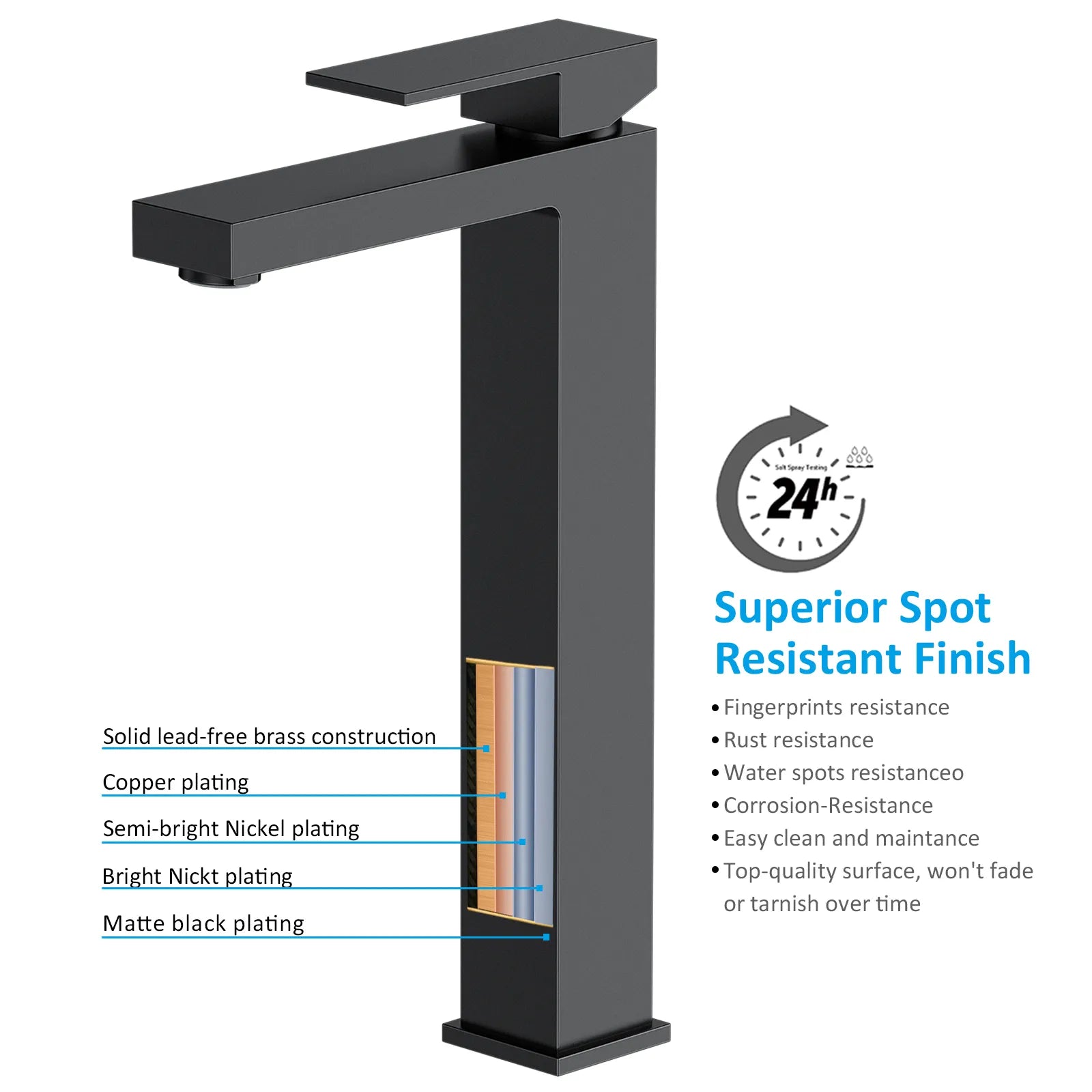 Modern Tall Basin Faucet – Solid Brass, Neoperl® Aerator, Citec® Cartridge AB001000