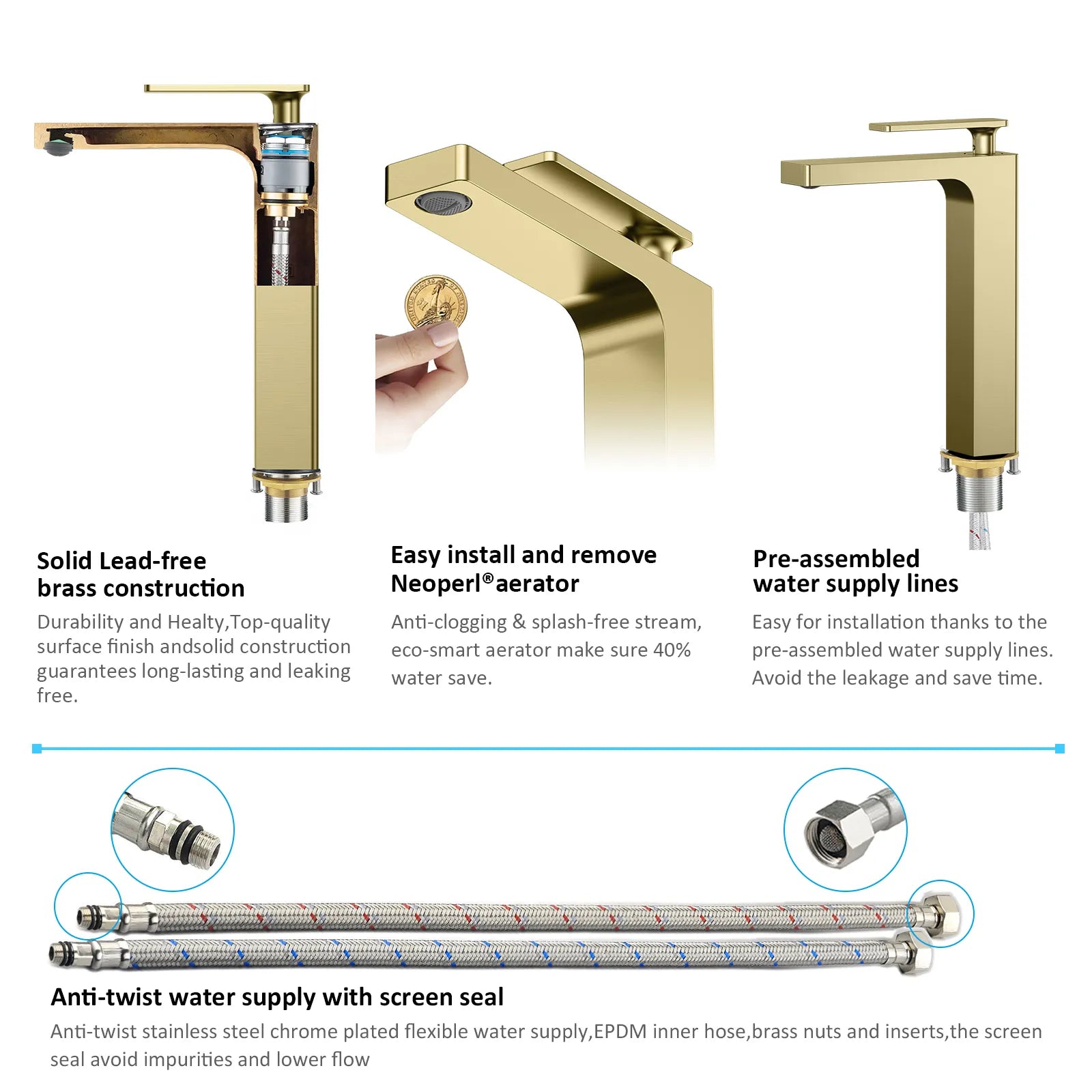 Rihine Bathroom vessel Faucet with Neoperl Aerator –AB001001