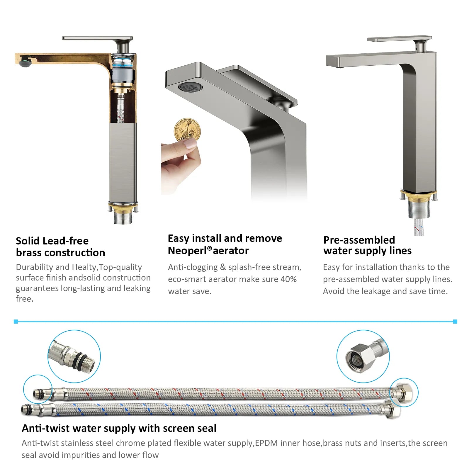 Rihine Bathroom vessel Faucet with Neoperl Aerator –AB001001