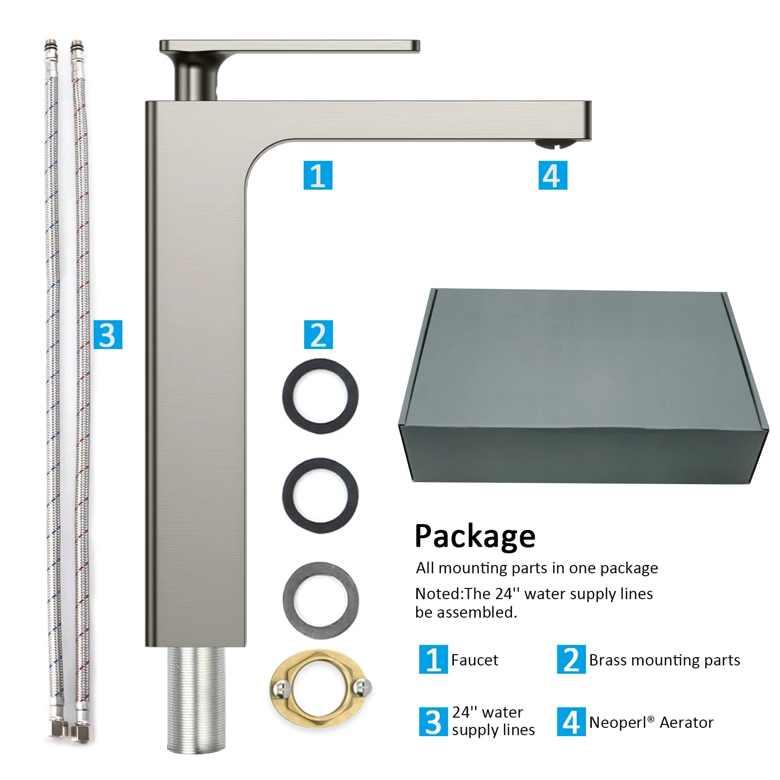 Rihine Bathroom vessel Faucet with Neoperl Aerator –AB001001