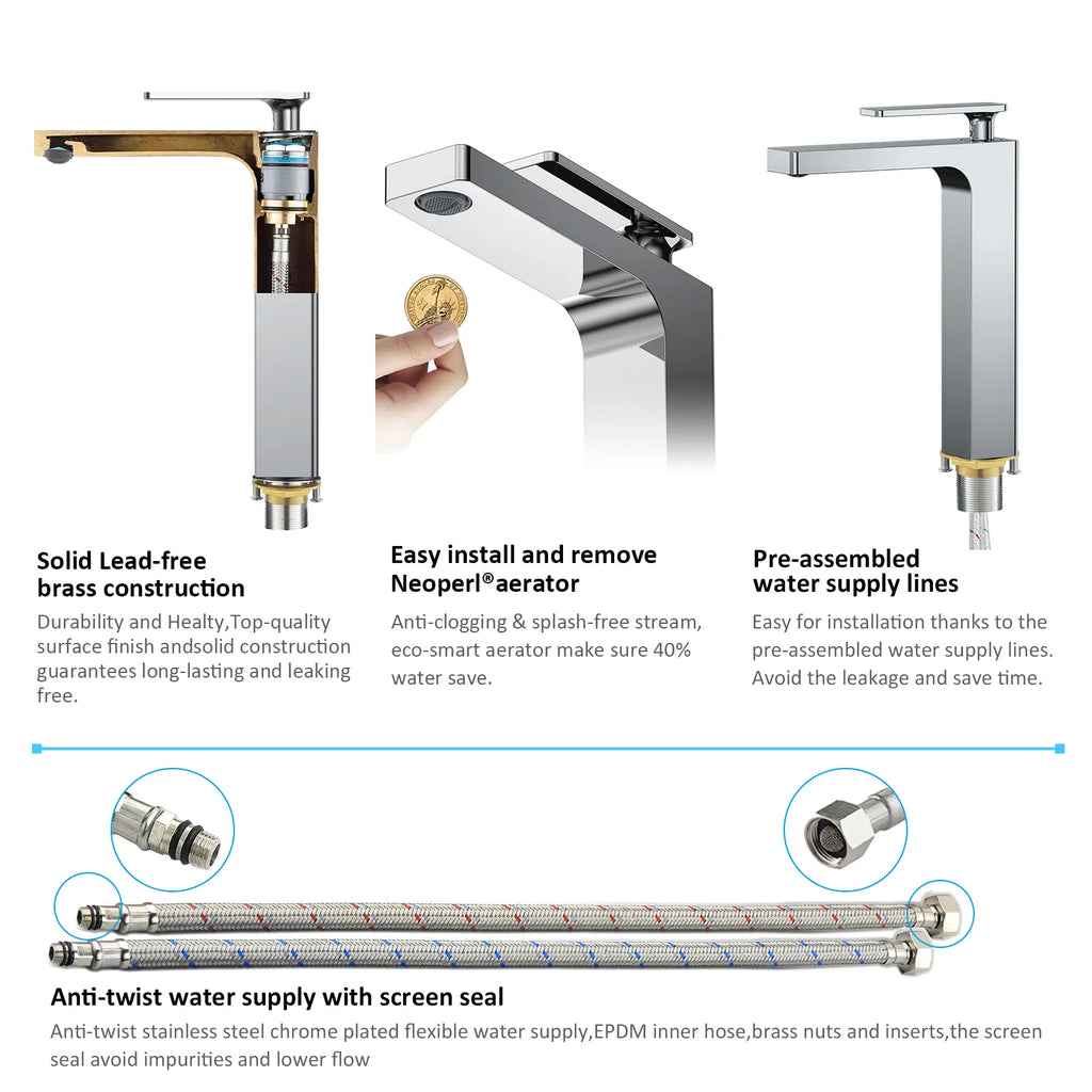 Rihine Bathroom vessel Faucet with Neoperl Aerator –AB001001