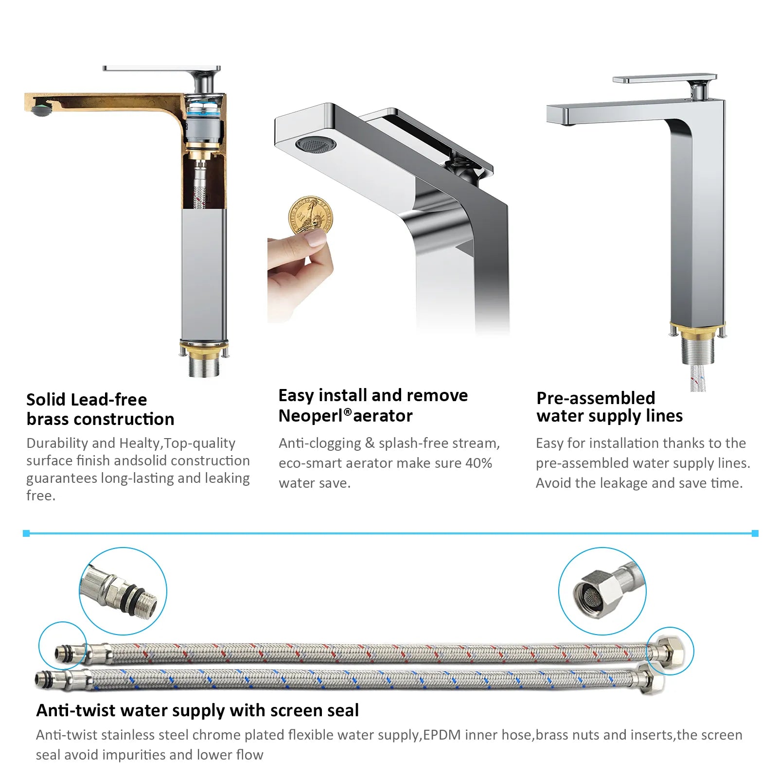 Rihine Bathroom vessel Faucet with Neoperl Aerator –AB001001