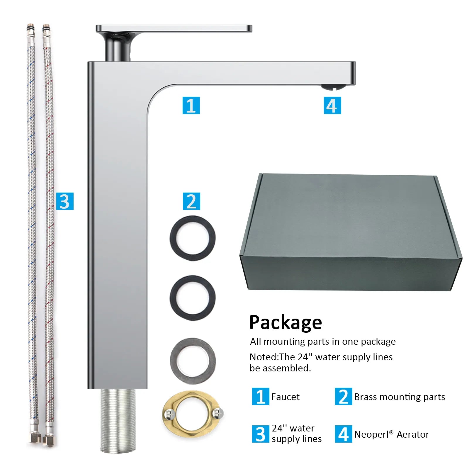 Rihine Bathroom vessel Faucet with Neoperl Aerator –AB001001
